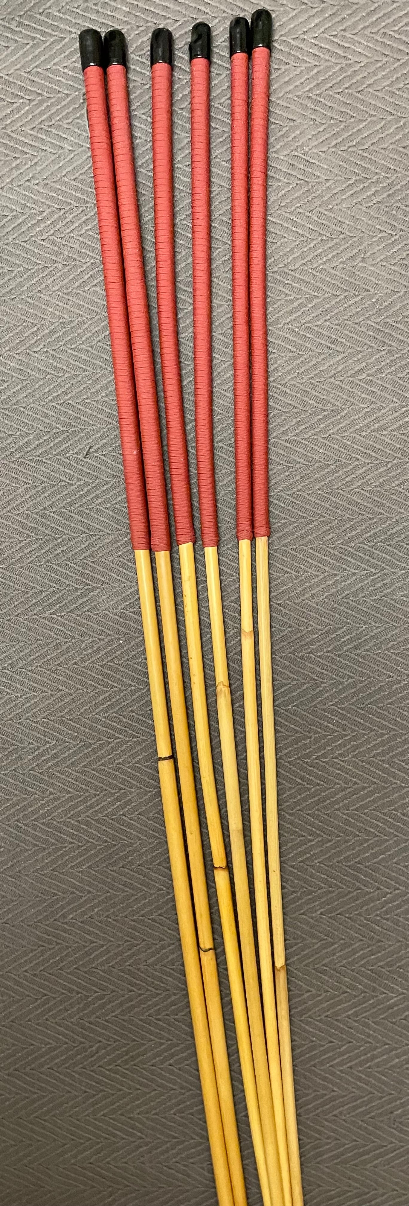 Thick and Thuddy Dragon Canes / Judicial Punishment Canes / BDSM Canes Set of 6  - 115 cms Length - BRICK RED Paracord Handles - Stripewell Canes