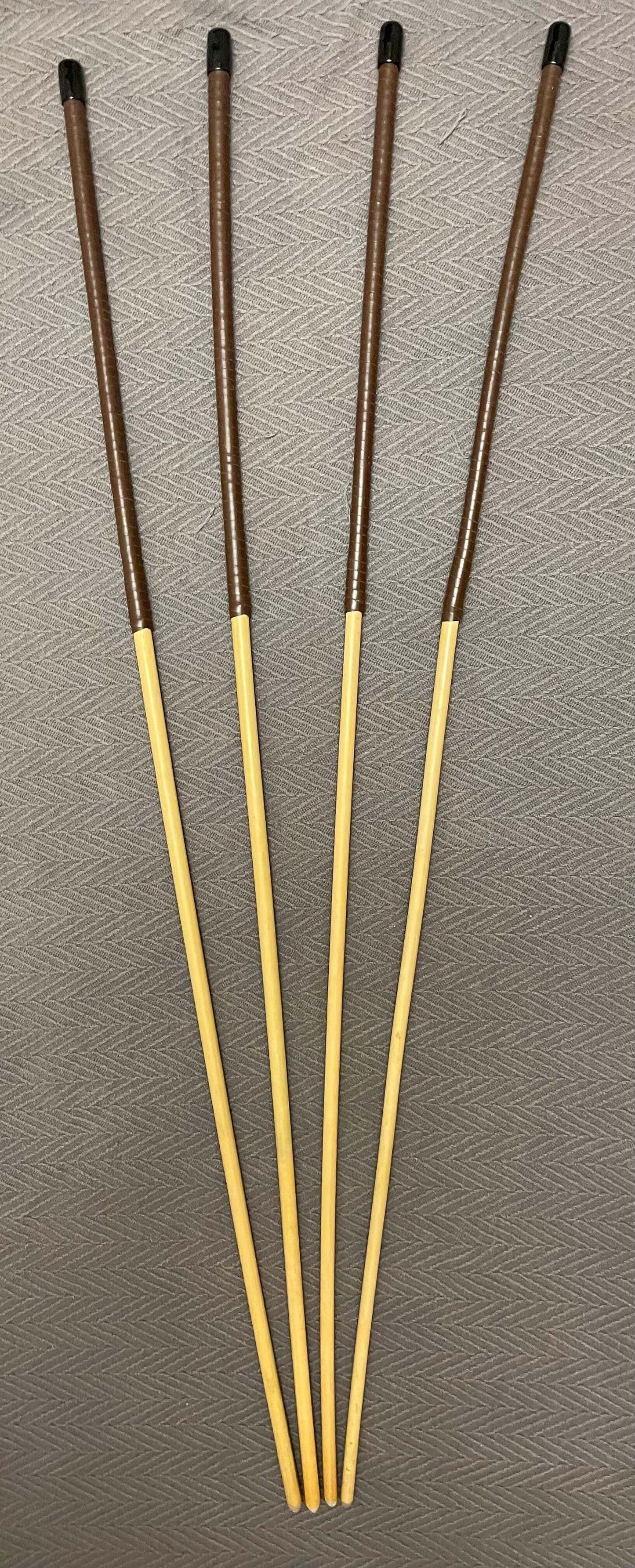 No Knot / Knotless / Ultimate Dragon Canes Set of 4 - 100 cms length - BRANDY Kangaroo Leather Handles - Stripewell Canes