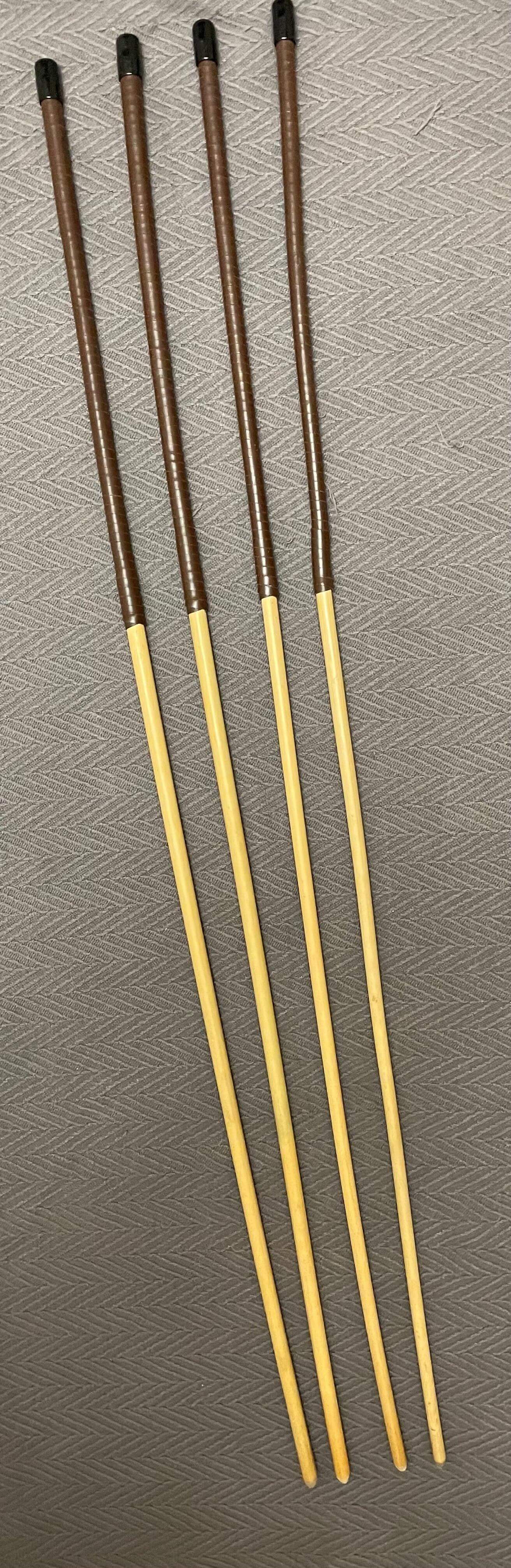 No Knot / Knotless / Ultimate Dragon Canes Set of 4 - 100 cms length - BRANDY Kangaroo Leather Handles - Stripewell Canes