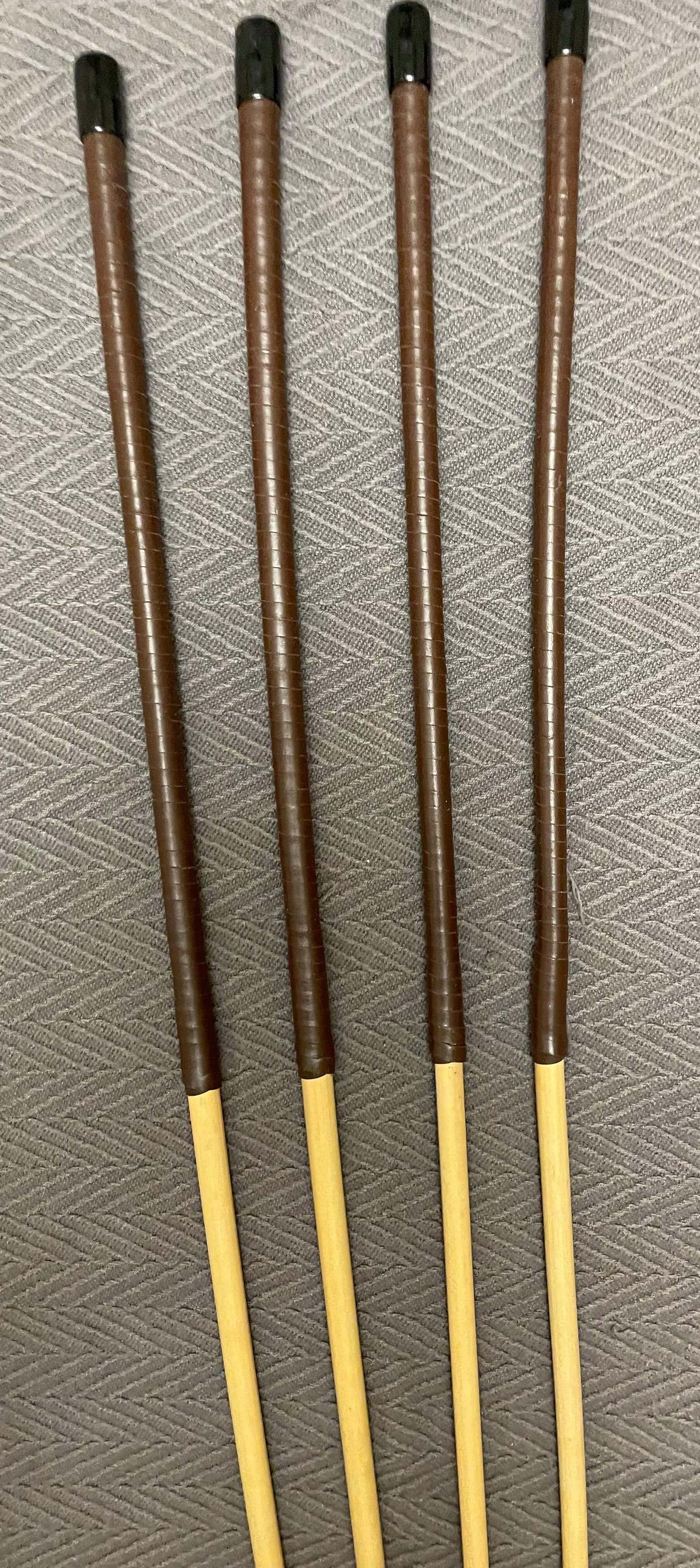 No Knot / Knotless / Ultimate Dragon Canes Set of 4 - 100 cms length - BRANDY Kangaroo Leather Handles - Stripewell Canes