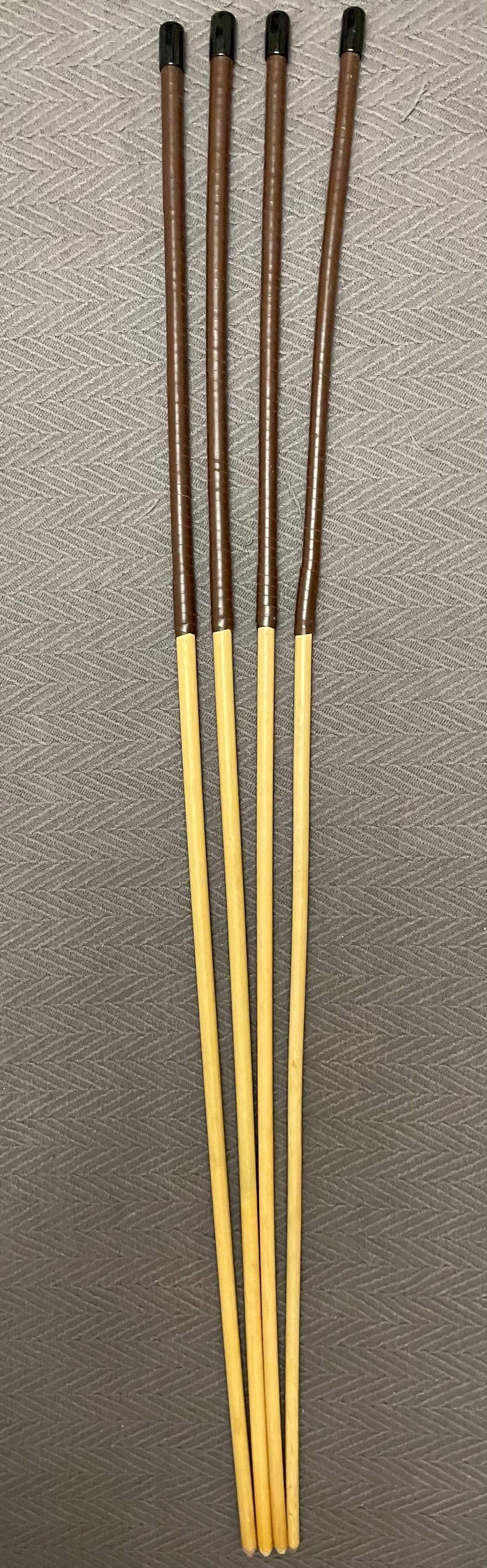 No Knot / Knotless / Ultimate Dragon Canes Set of 4 - 100 cms length - BRANDY Kangaroo Leather Handles - Stripewell Canes