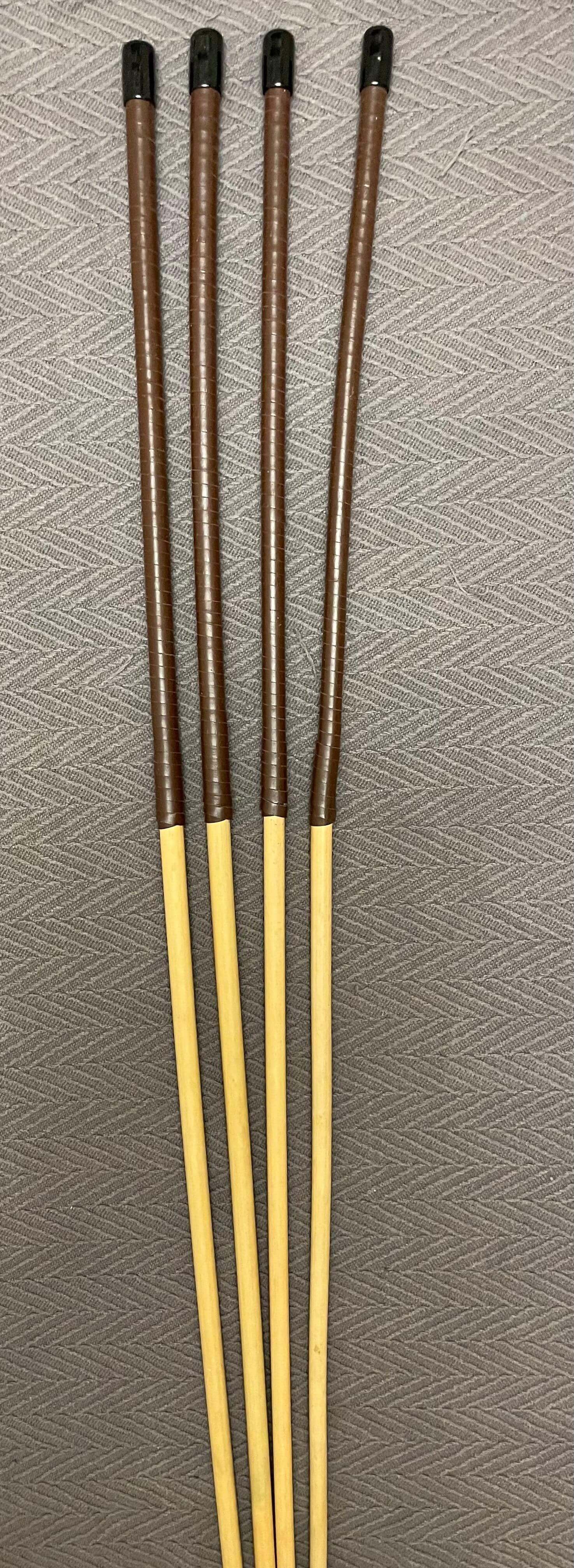 No Knot / Knotless / Ultimate Dragon Canes Set of 4 - 100 cms length - BRANDY Kangaroo Leather Handles - Stripewell Canes