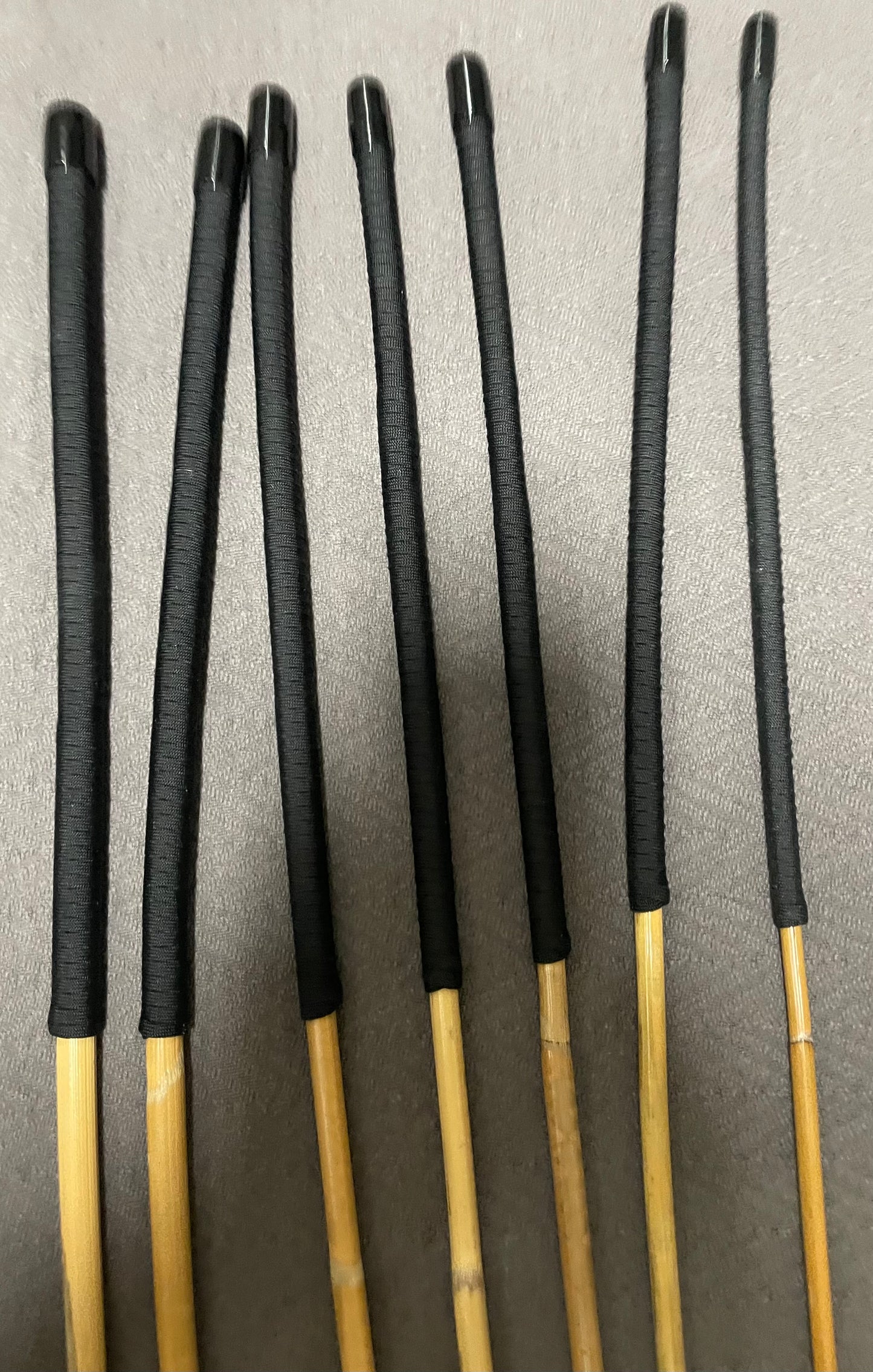 Kooboo Rattan Canes / School Canes  Set of 7 Rattan Punishment Canes - 72 - 87 cms Length - Black Paracord Handles - Stripewell Canes