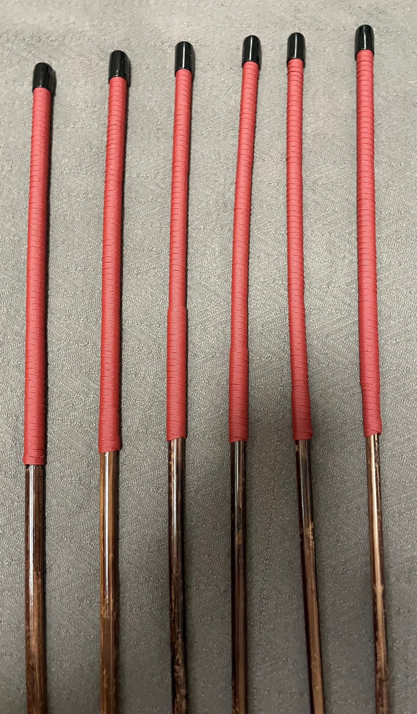 No Knot Smoked Dragon Canes Set of 6 / Knotless Smoked Dragon Canes / Ultimate Canes  - NO KNOT PRO SET -  89 - 91 cms Length - 12" BRICK RED Paracord Handles