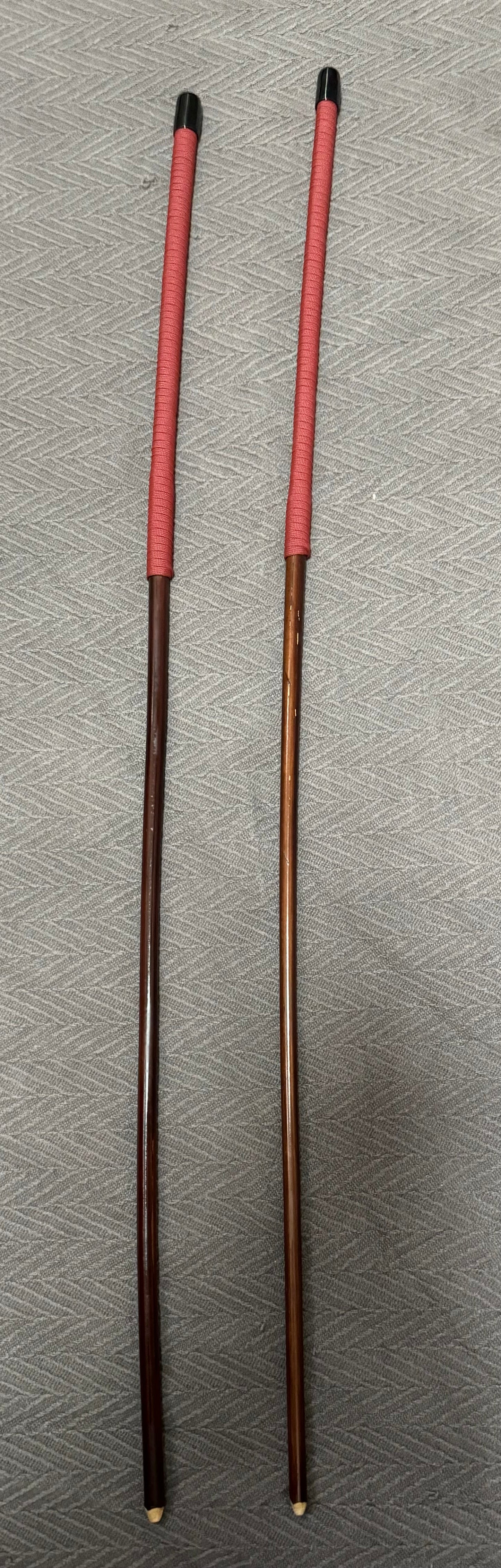 No Knot Smoked Dragon Canes / Knotless Smoked Dragon Canes Set of 2  - 82 - 84 cms length - BRICK RED Paracord Handles - Stripewell Canes