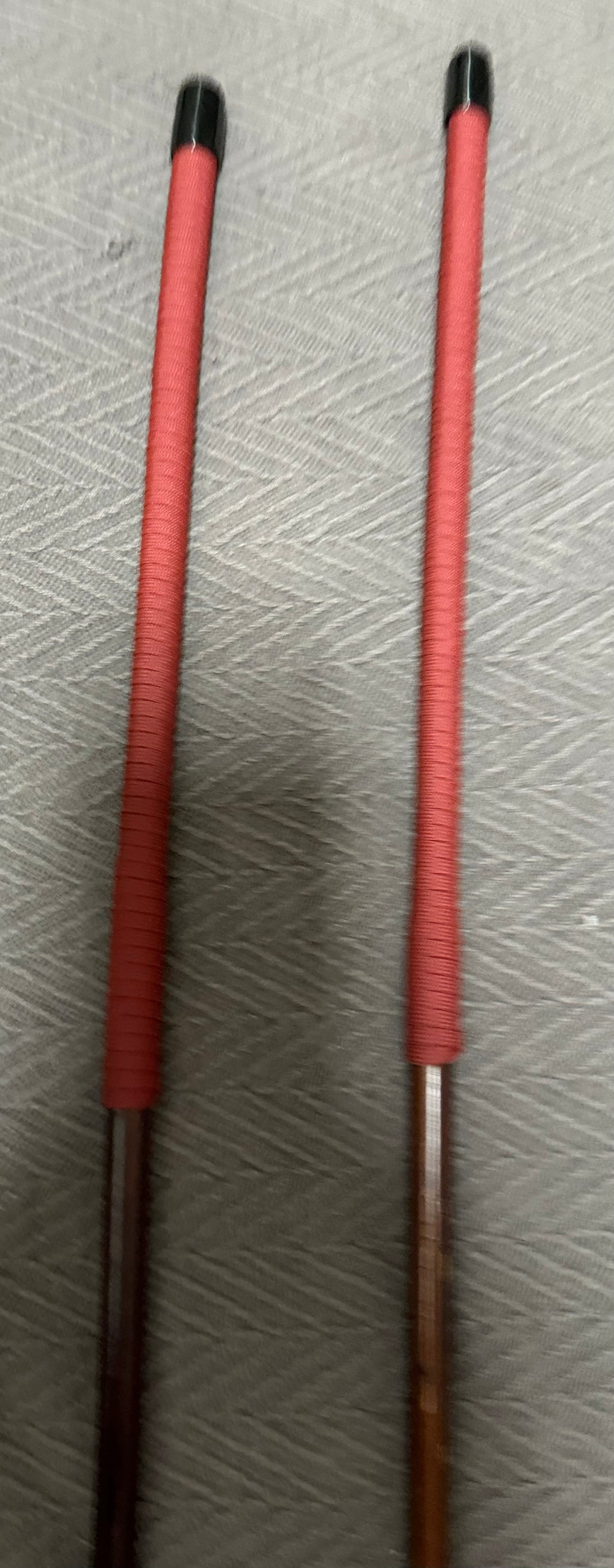 No Knot Smoked Dragon Canes / Knotless Smoked Dragon Canes Set of 2  - 82 - 84 cms length - BRICK RED Paracord Handles - Stripewell Canes