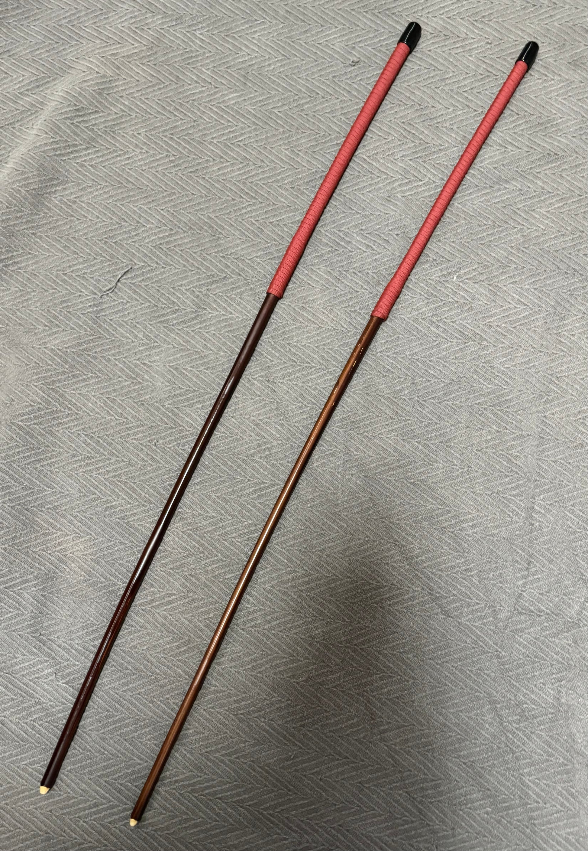 No Knot Smoked Dragon Canes / Knotless Smoked Dragon Canes Set of 2  - 82 - 84 cms length - BRICK RED Paracord Handles - Stripewell Canes