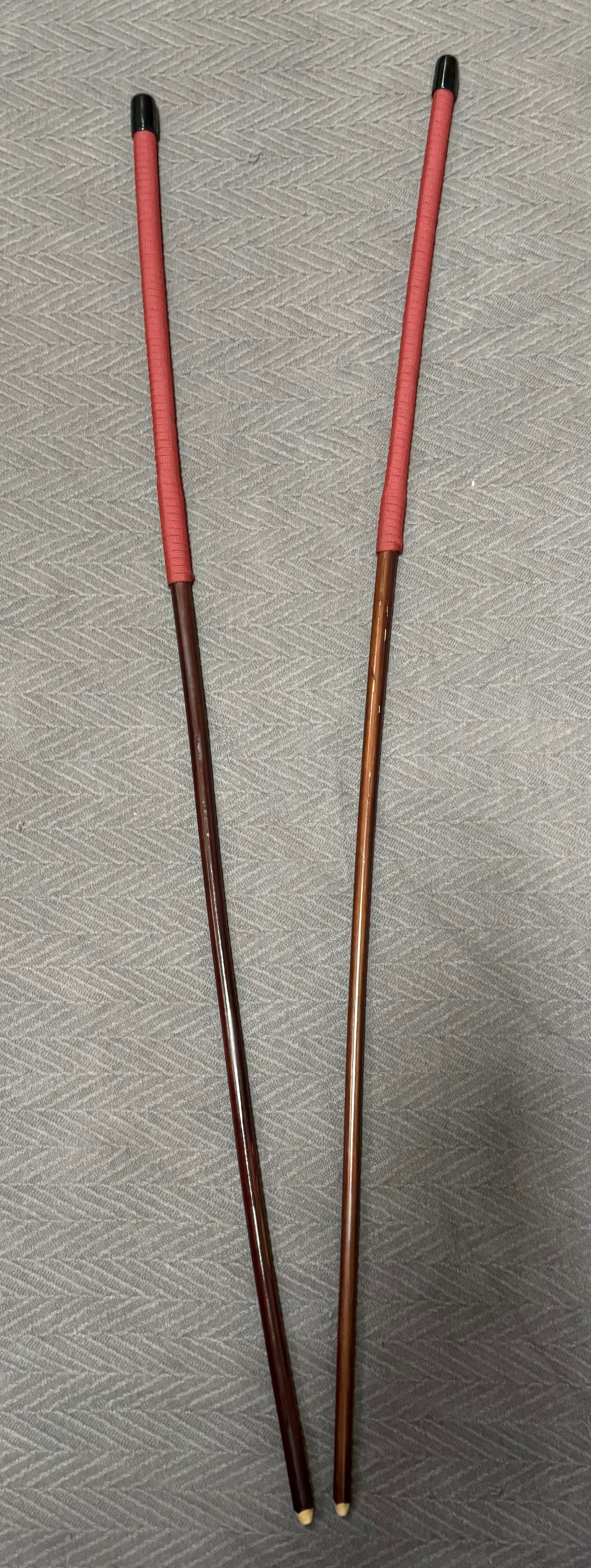 No Knot Smoked Dragon Canes / Knotless Smoked Dragon Canes Set of 2  - 82 - 84 cms length - BRICK RED Paracord Handles - Stripewell Canes