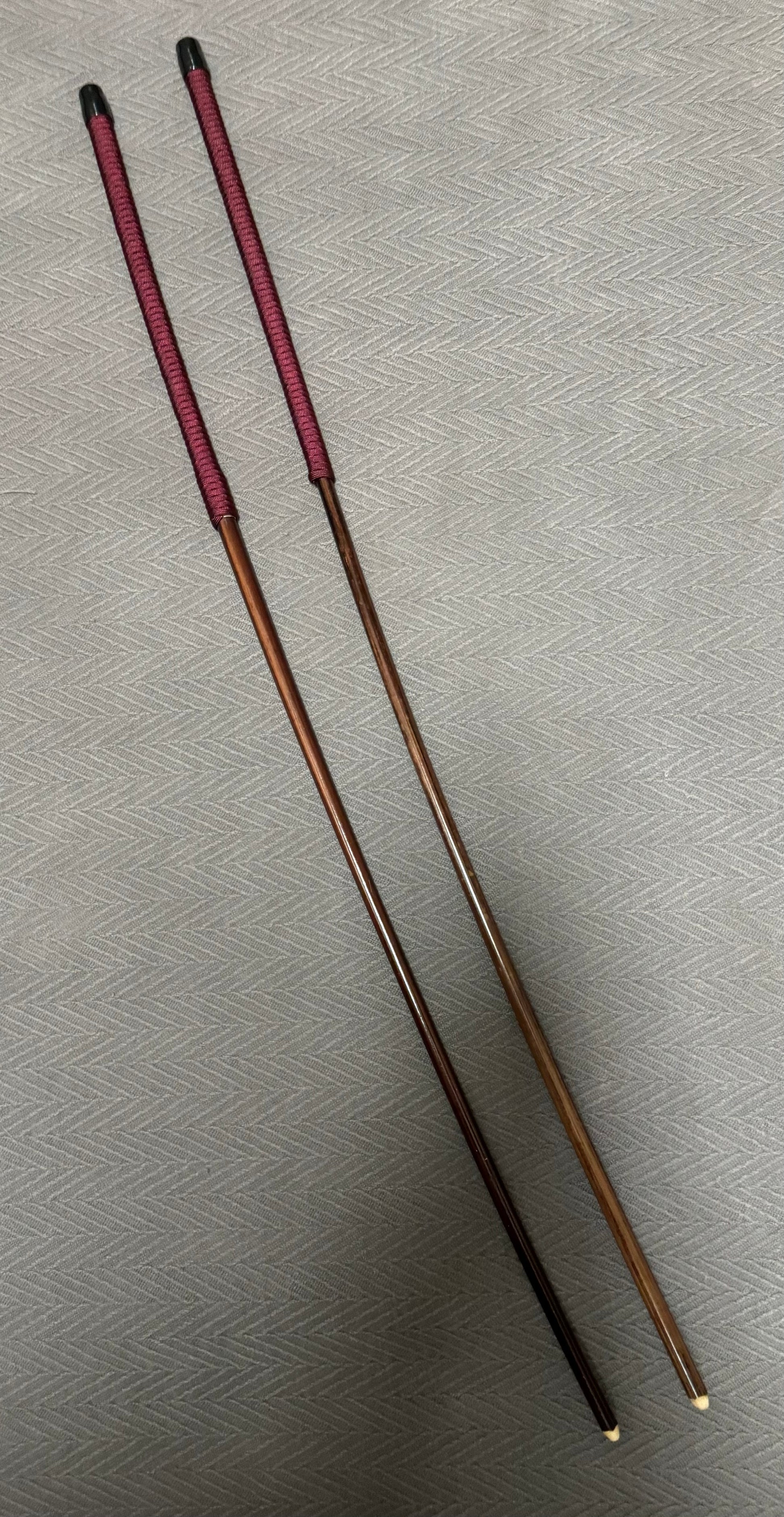 No Knot Smoked Dragon Canes / Knotless Smoked Dragon Canes Set of 2  - 90 - 92 cms length - BURGUNDY Paracord Handles - Stripewell Canes