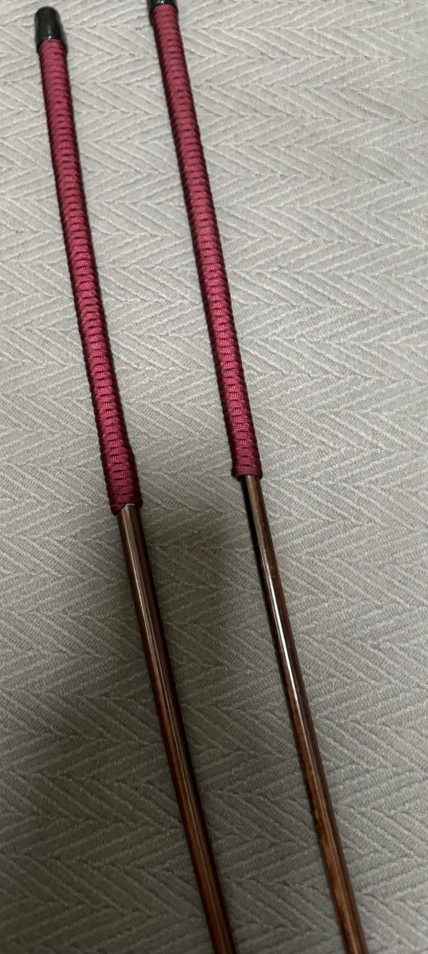 No Knot Smoked Dragon Canes / Knotless Smoked Dragon Canes Set of 2  - 90 - 92 cms length - BURGUNDY Paracord Handles - Stripewell Canes