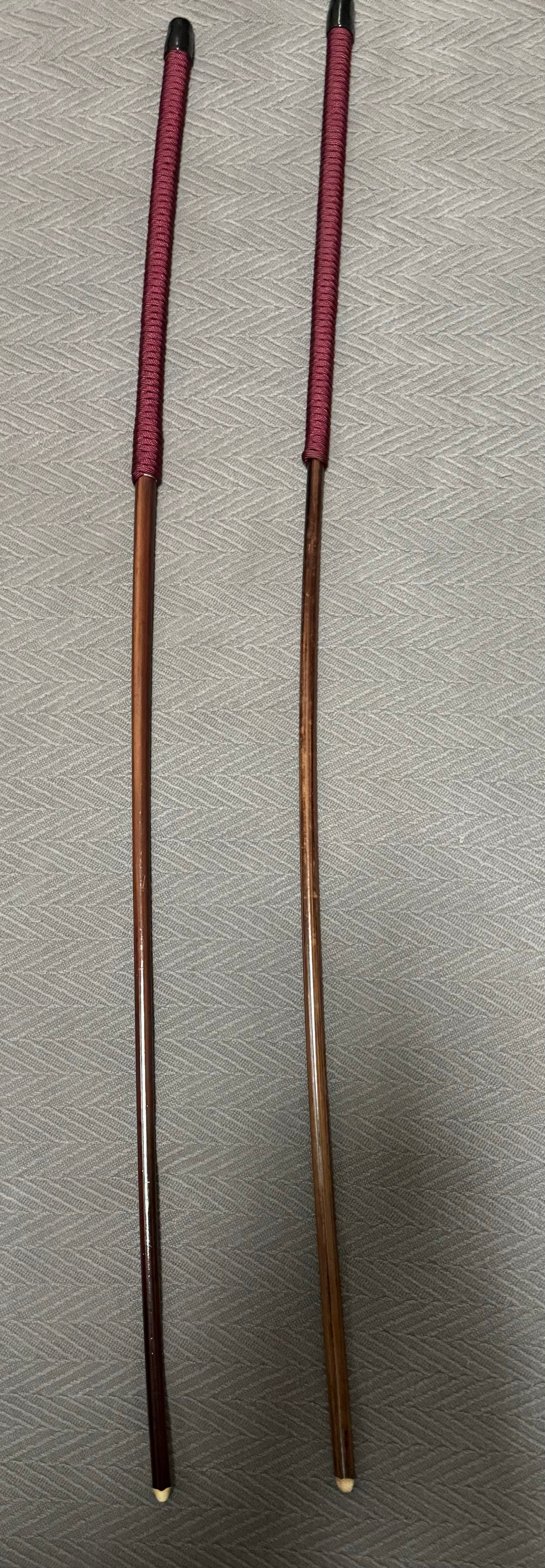 No Knot Smoked Dragon Canes / Knotless Smoked Dragon Canes Set of 2  - 90 - 92 cms length - BURGUNDY Paracord Handles - Stripewell Canes