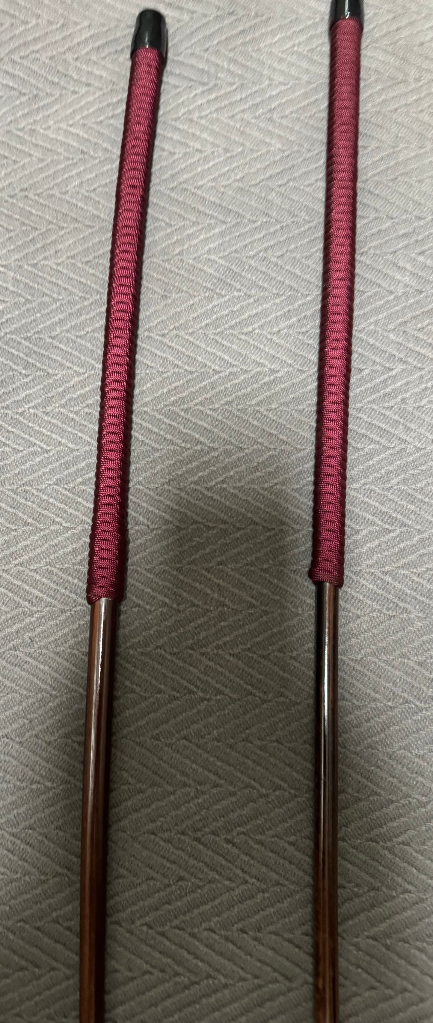 No Knot Smoked Dragon Canes / Knotless Smoked Dragon Canes Set of 2  - 90 - 92 cms length - BURGUNDY Paracord Handles - Stripewell Canes