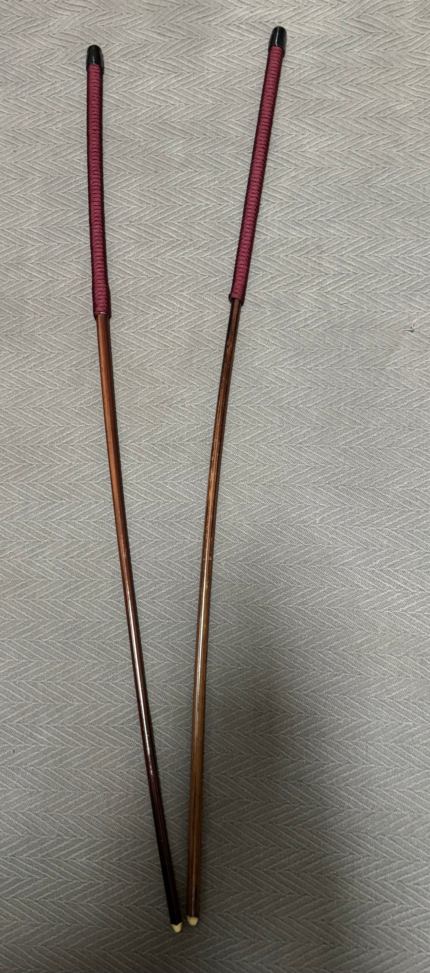 No Knot Smoked Dragon Canes / Knotless Smoked Dragon Canes Set of 2  - 90 - 92 cms length - BURGUNDY Paracord Handles - Stripewell Canes