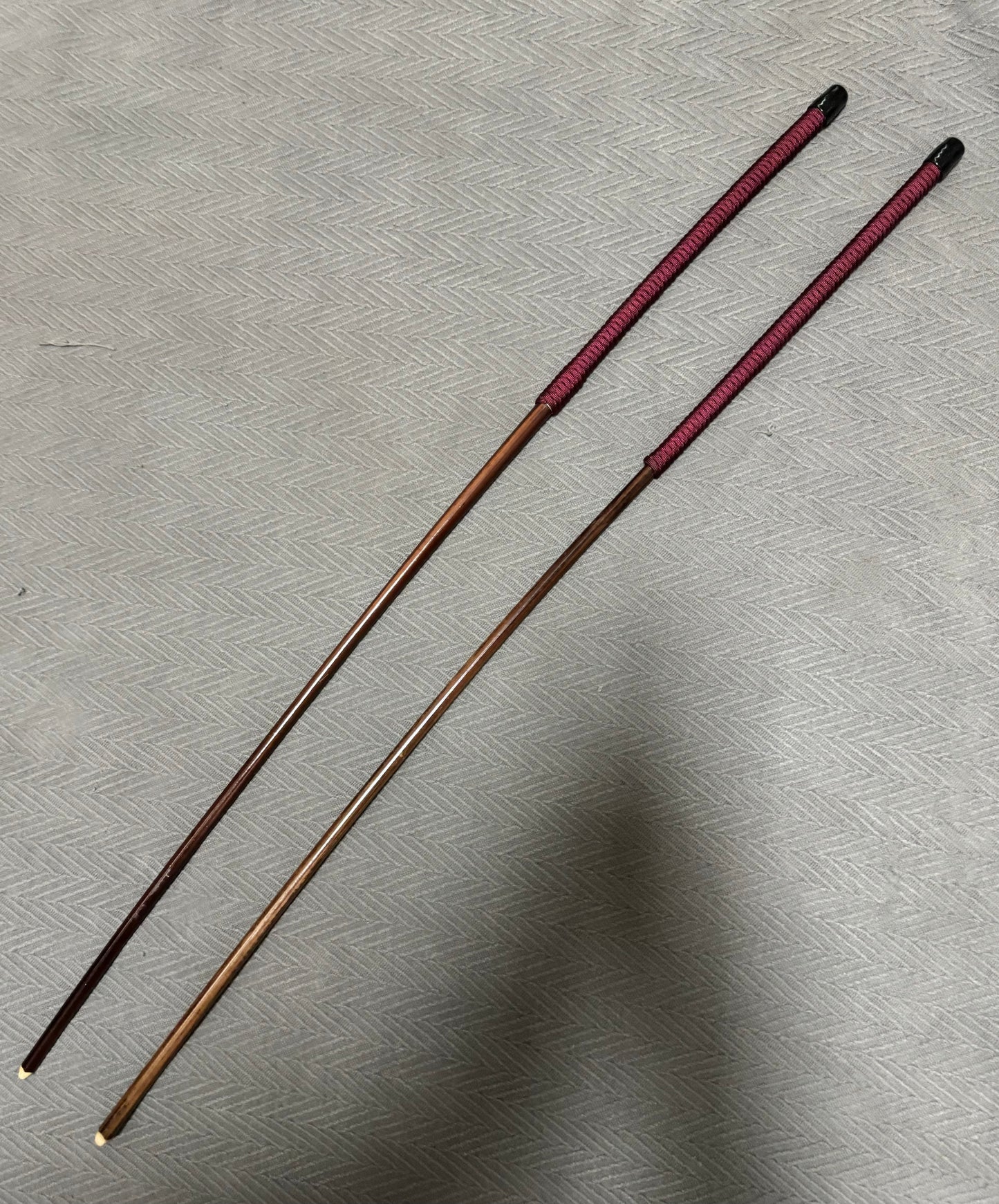 No Knot Smoked Dragon Canes / Knotless Smoked Dragon Canes Set of 2  - 90 - 92 cms length - BURGUNDY Paracord Handles - Stripewell Canes