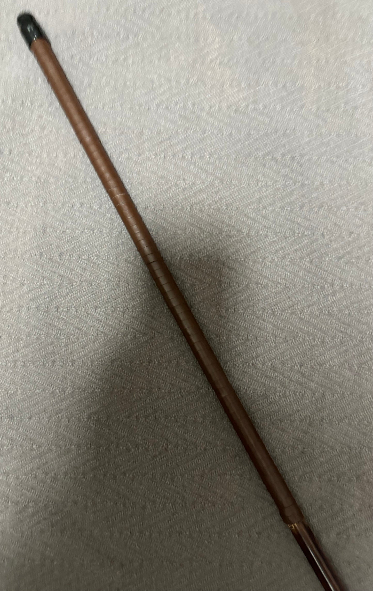 No Knot / Knotlless Smoked Dragon Singapore Prison Cane - 114 to 116 cms L & 12.5 - 13 mm D - Brandy Kangaroo Leather Handles - Stripewell Canes