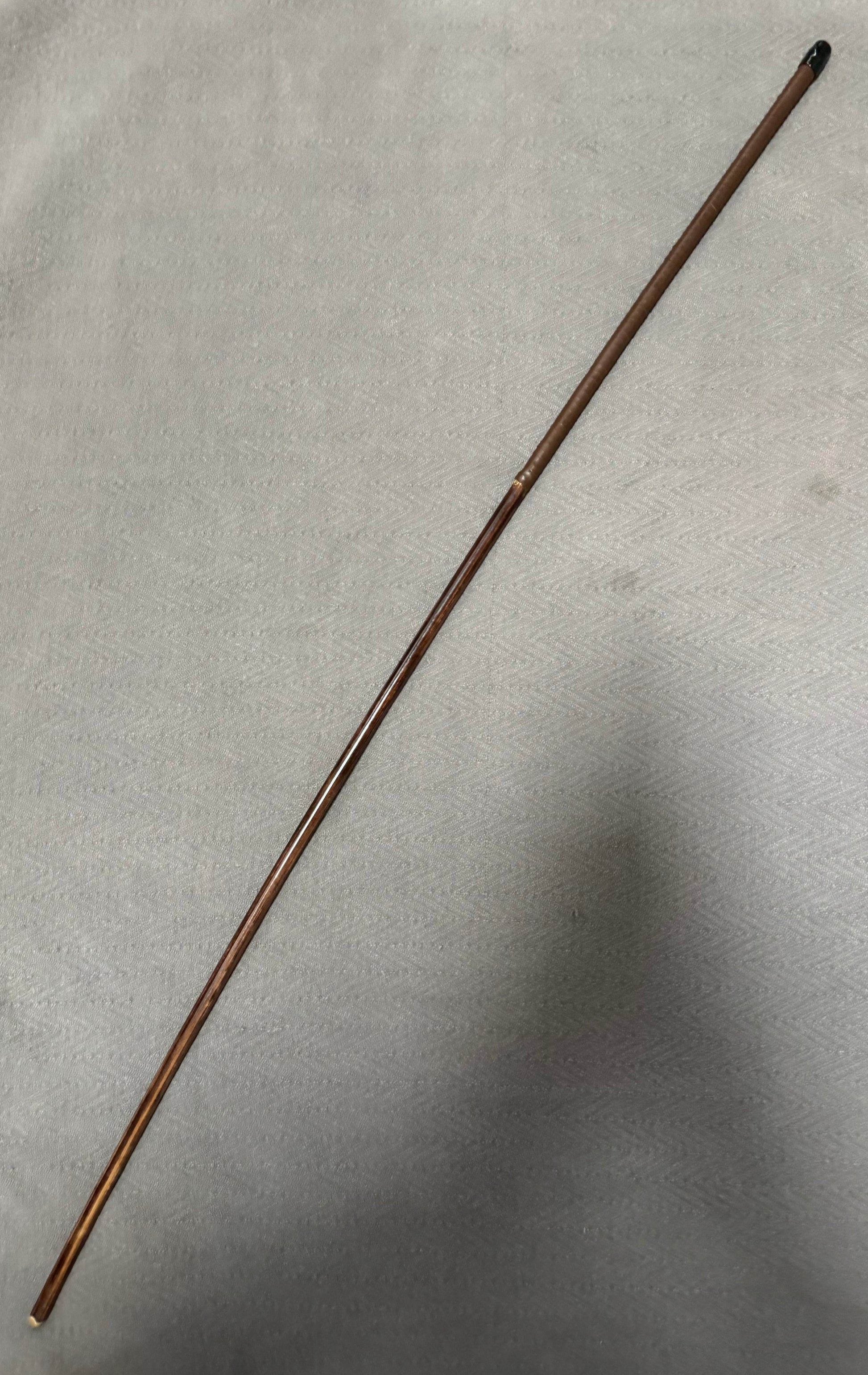 No Knot / Knotlless Smoked Dragon Singapore Prison Cane - 114 to 116 cms L & 12.5 - 13 mm D - Brandy Kangaroo Leather Handles - Stripewell Canes