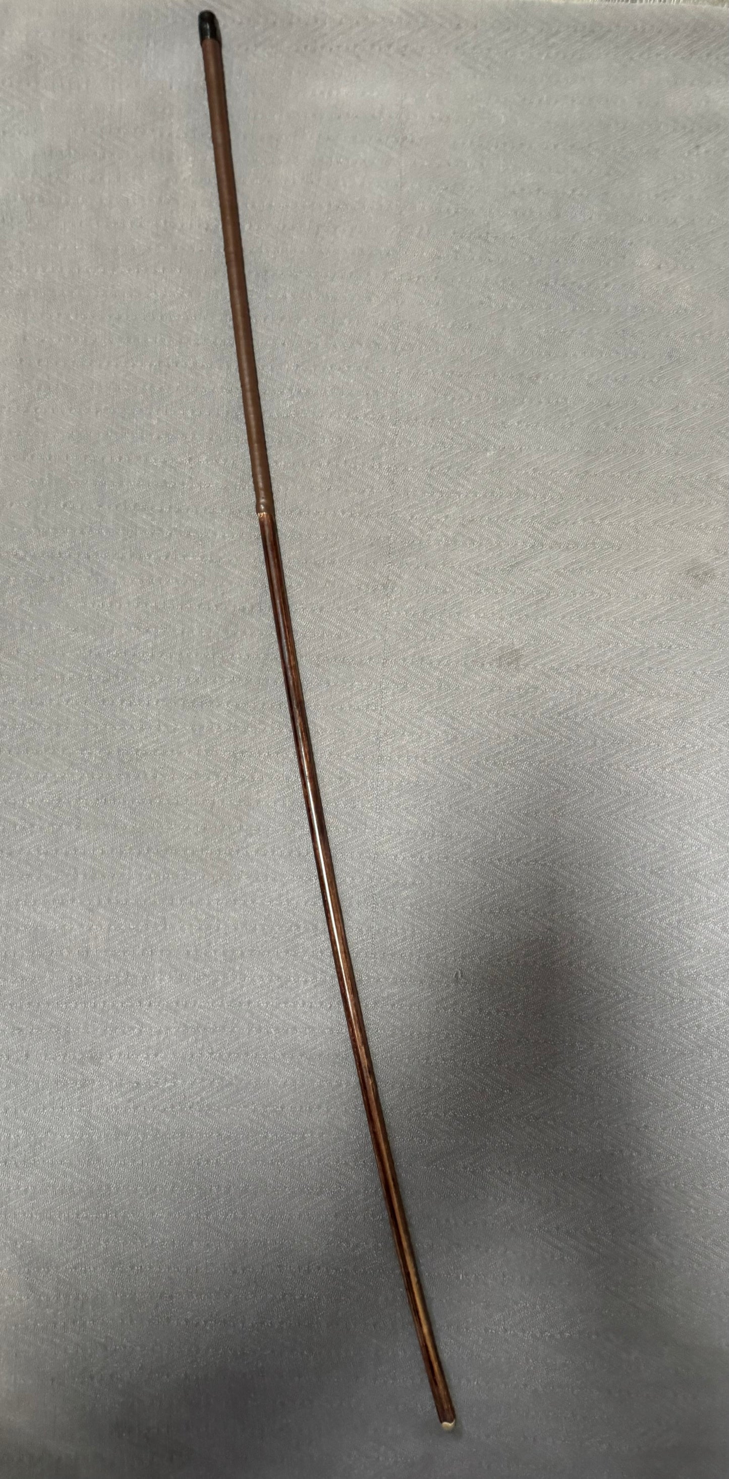 No Knot / Knotlless Smoked Dragon Singapore Prison Cane - 114 to 116 cms L & 12.5 - 13 mm D - Brandy Kangaroo Leather Handles - Stripewell Canes