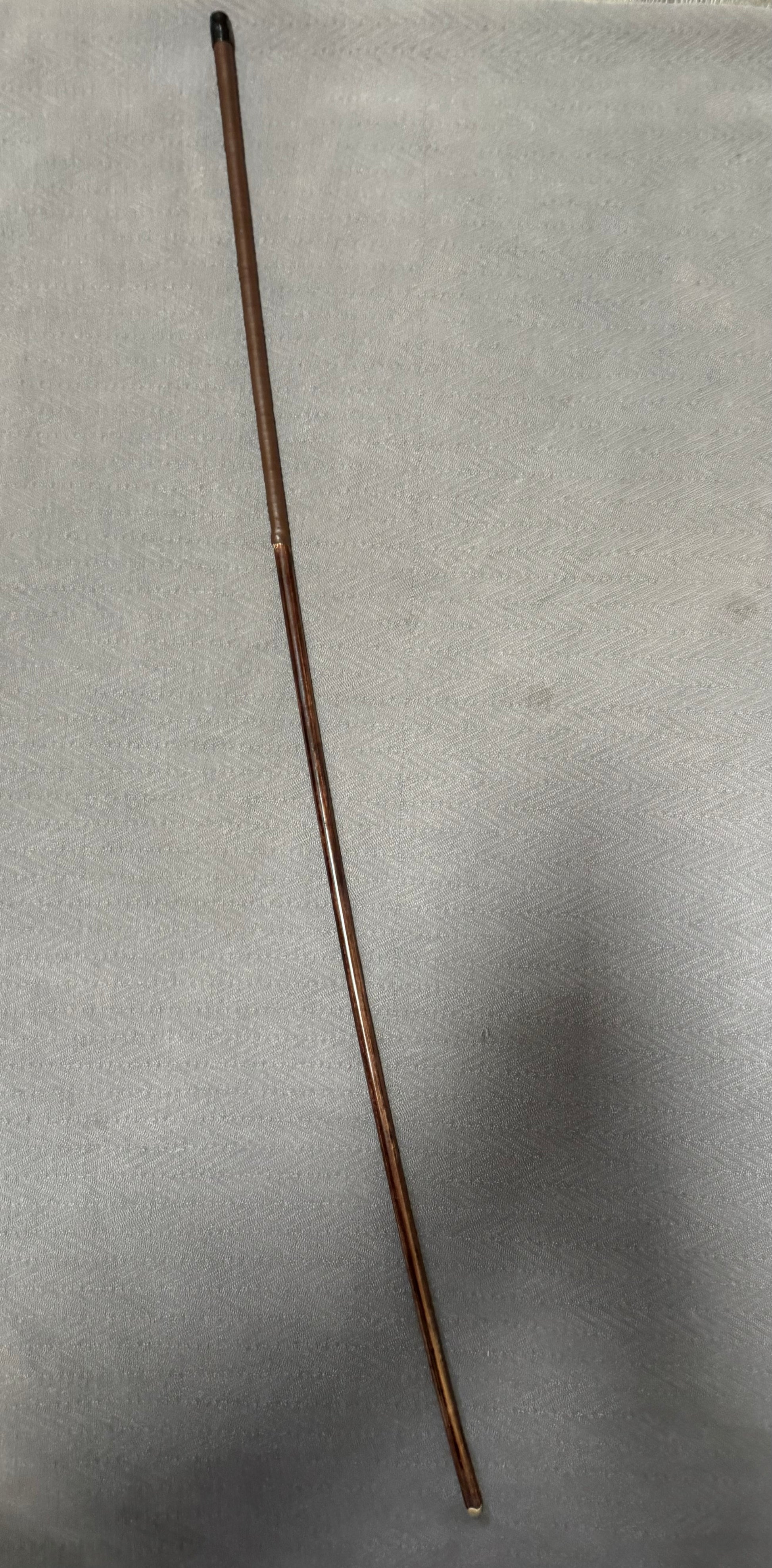 No Knot / Knotlless Smoked Dragon Singapore Prison Cane - 114 to 116 cms L & 12.5 - 13 mm D - Brandy Kangaroo Leather Handles - Stripewell Canes