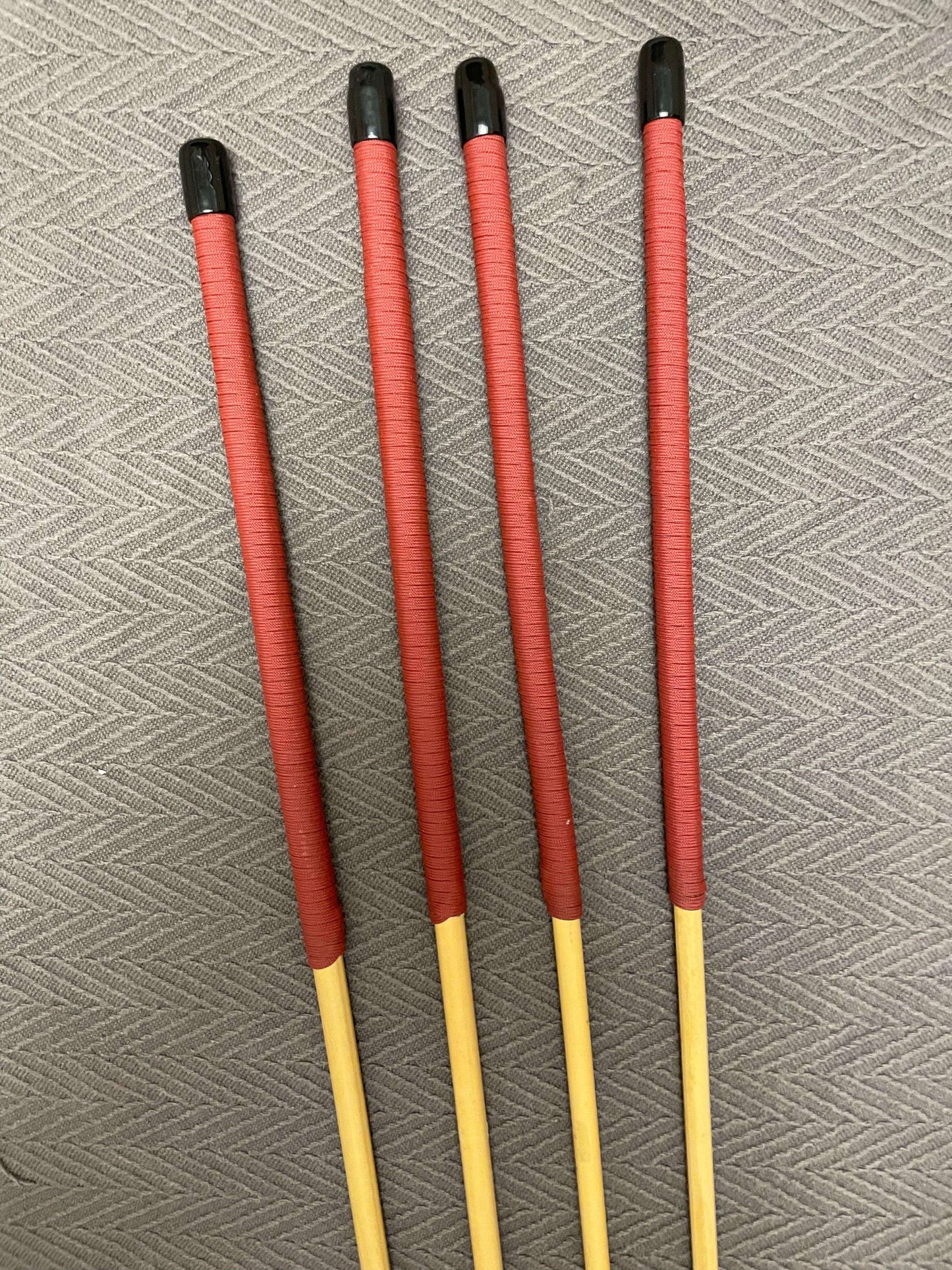 Thick and Thuddy Dragon Canes / Whipping Canes / Punishment Canes / BDSM Canes Set of 4 - 100 cms Length - RED Paracord Handles - Stripewell Canes