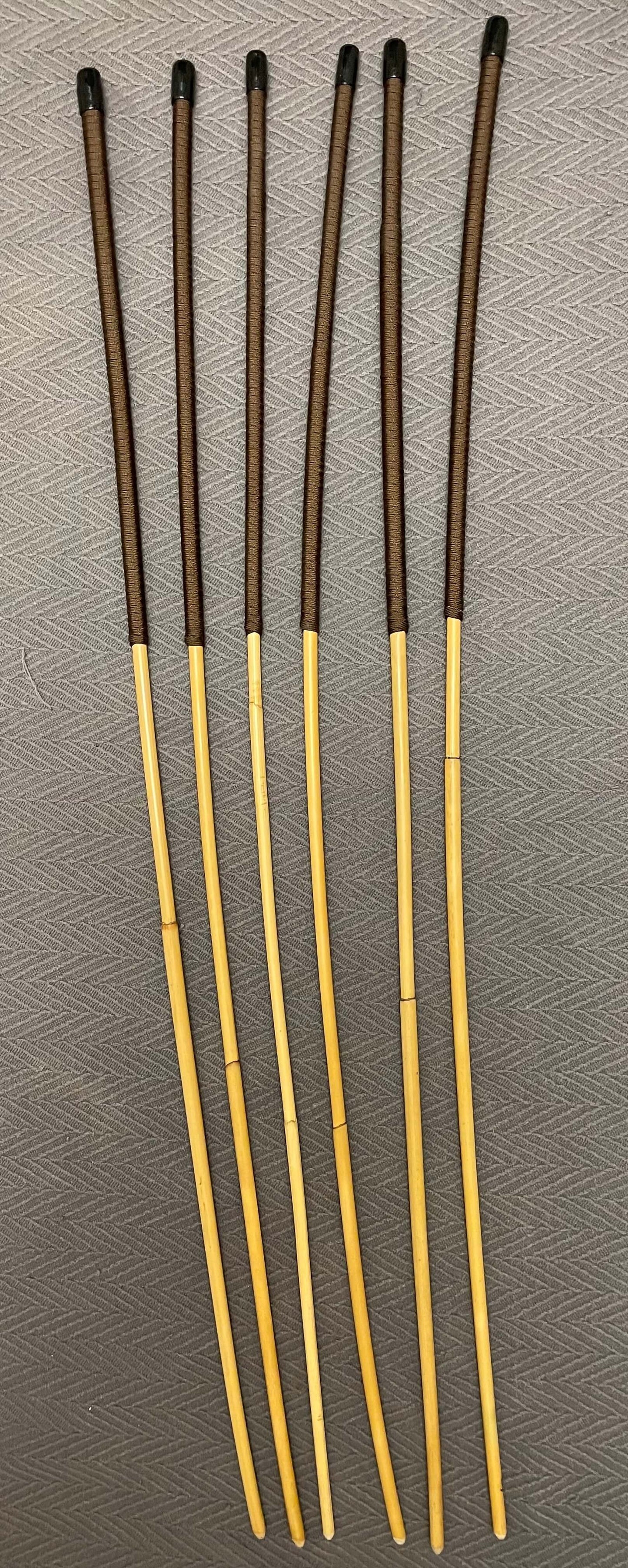 Whippy and Thin Natural Dragon Rattan Canes / School Canes / Whippy Canes Set of 6 - WHIPPY AND THIN SET - 95 cms Length - BROWN Handles