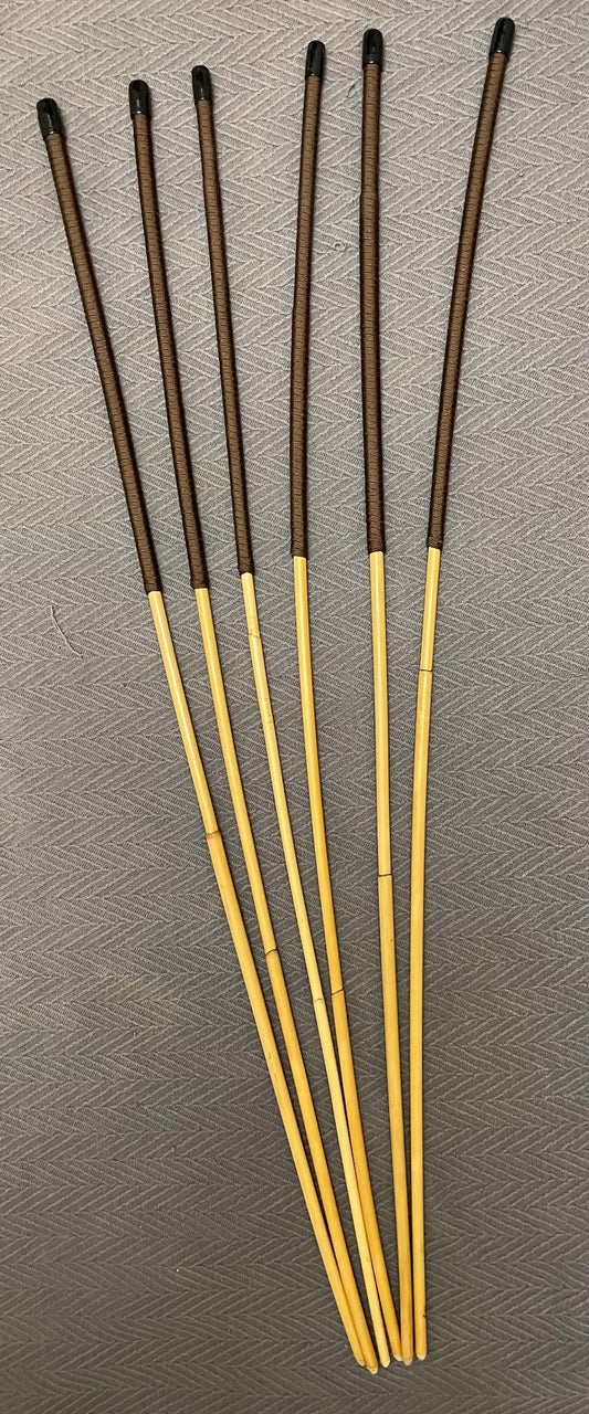 Whippy and Thin Natural Dragon Rattan Canes / School Canes / Whippy Canes Set of 6 - WHIPPY AND THIN SET - 95 cms Length - BROWN Handles