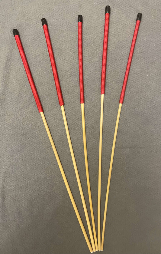 No Knot Dragon Canes / Ultimate Dragon Cane / Knotless Rattan Cane / BDSM Rattan Cane Set of 5 Canes - 90 to 92 cms length - Imperial Red Paracord Handles