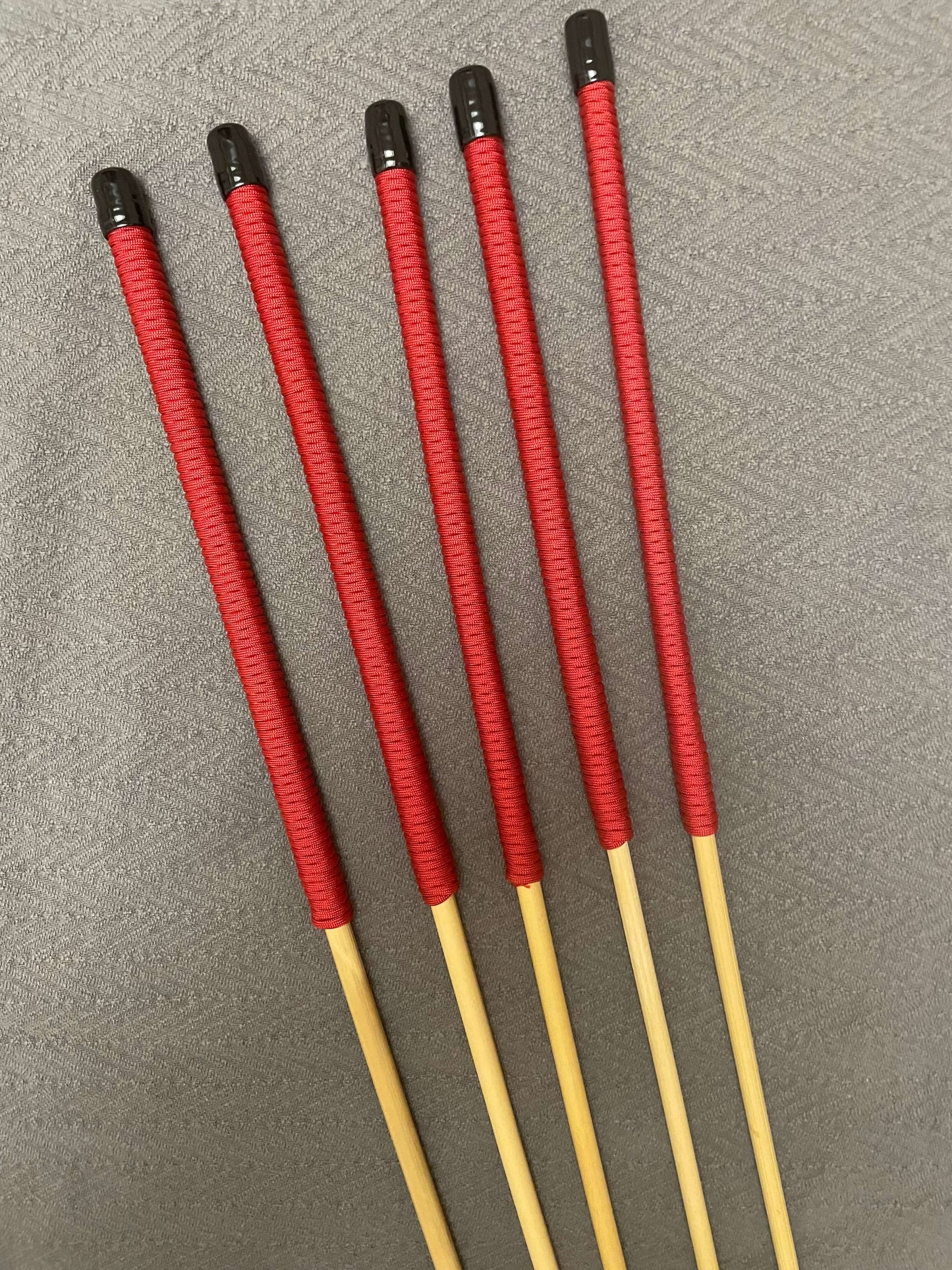 No Knot Dragon Canes / Ultimate Dragon Cane / Knotless Rattan Cane / BDSM Rattan Cane Set of 5 Canes - 90 to 92 cms length - Imperial Red Paracord Handles