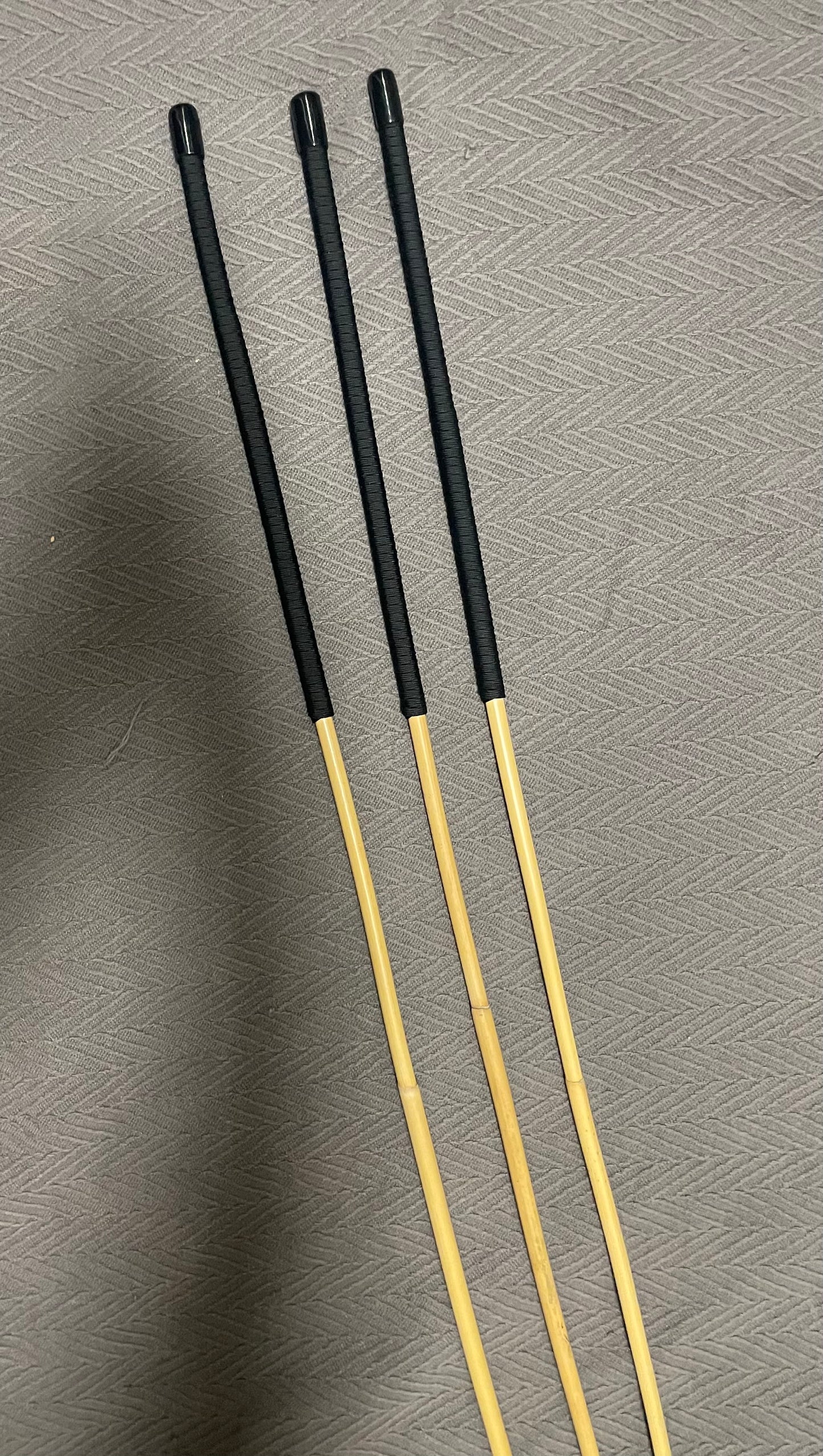 Set of 3 Dragon Rattan School Canes / Punishment Canes - 95 cms Length - 14" Black Paracord Handles - Stripewell Canes