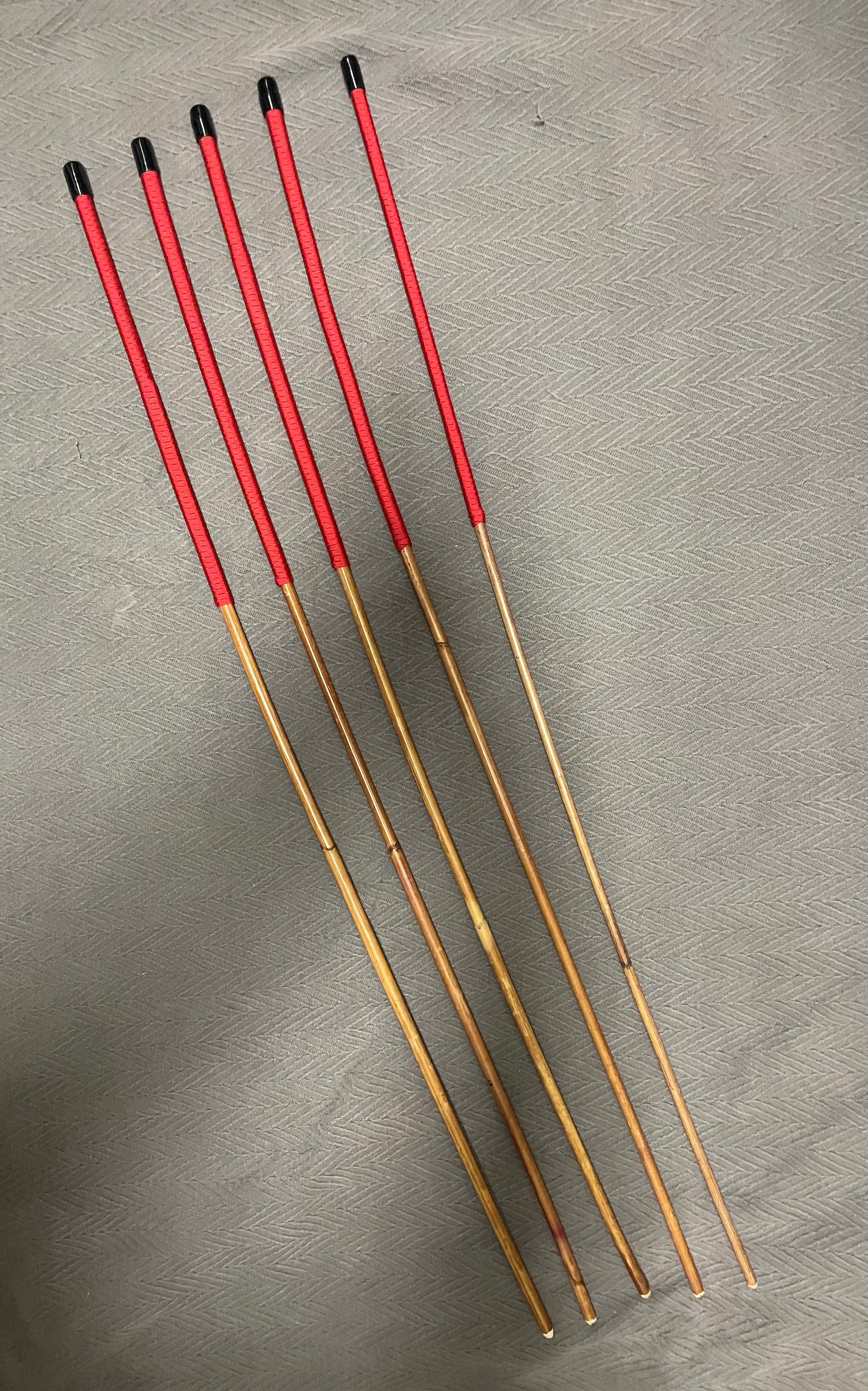 Smoked Dragon Canes / Dark Dragon Canes / Punishment Canes / BDSM Canes Set of 5 Canes - 100 cms Length - RED Paracord Handles - Stripewell Canes