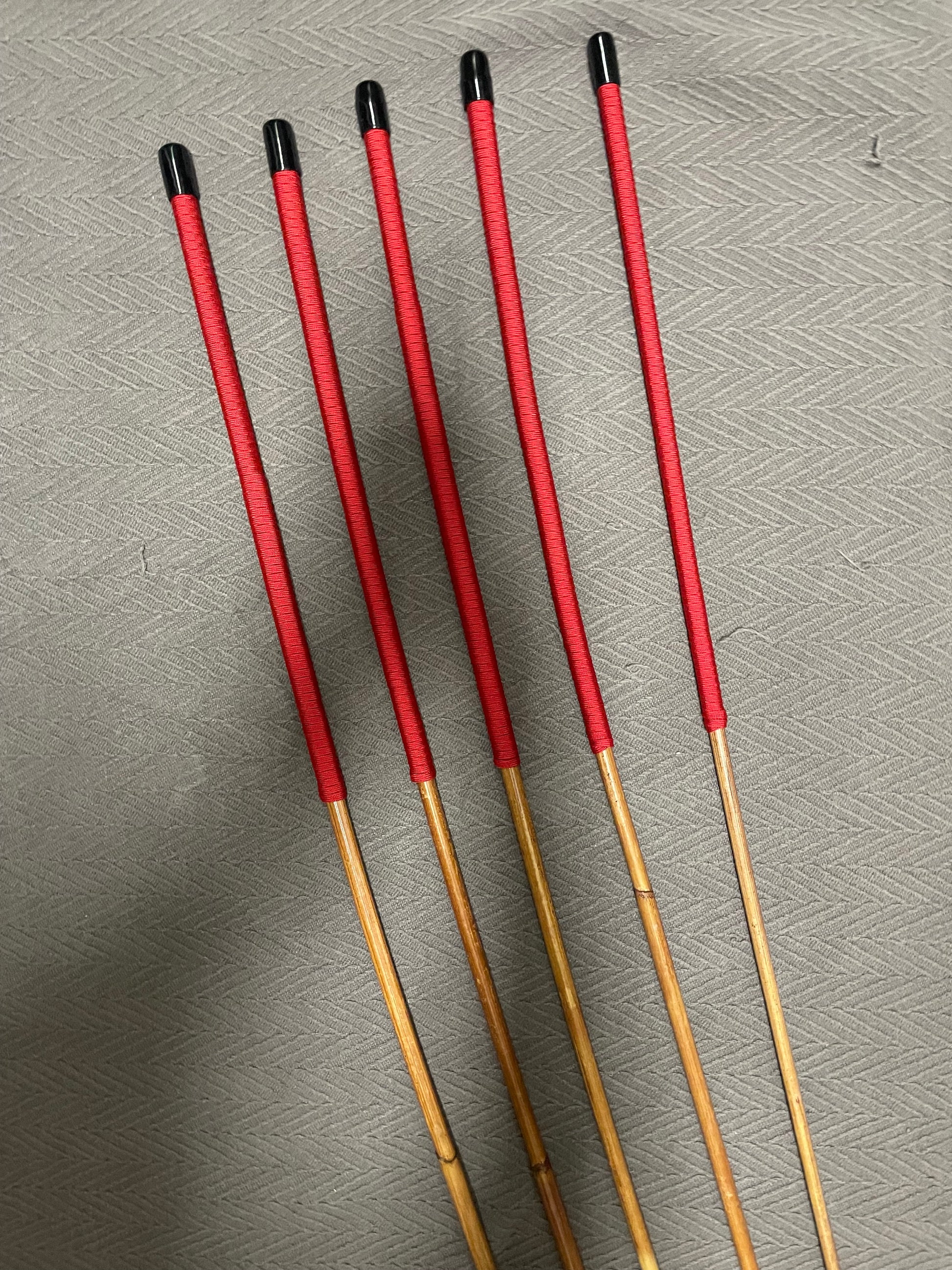 Smoked Dragon Canes / Dark Dragon Canes / Punishment Canes / BDSM Canes Set of 5 Canes - 100 cms Length - RED Paracord Handles - Stripewell Canes