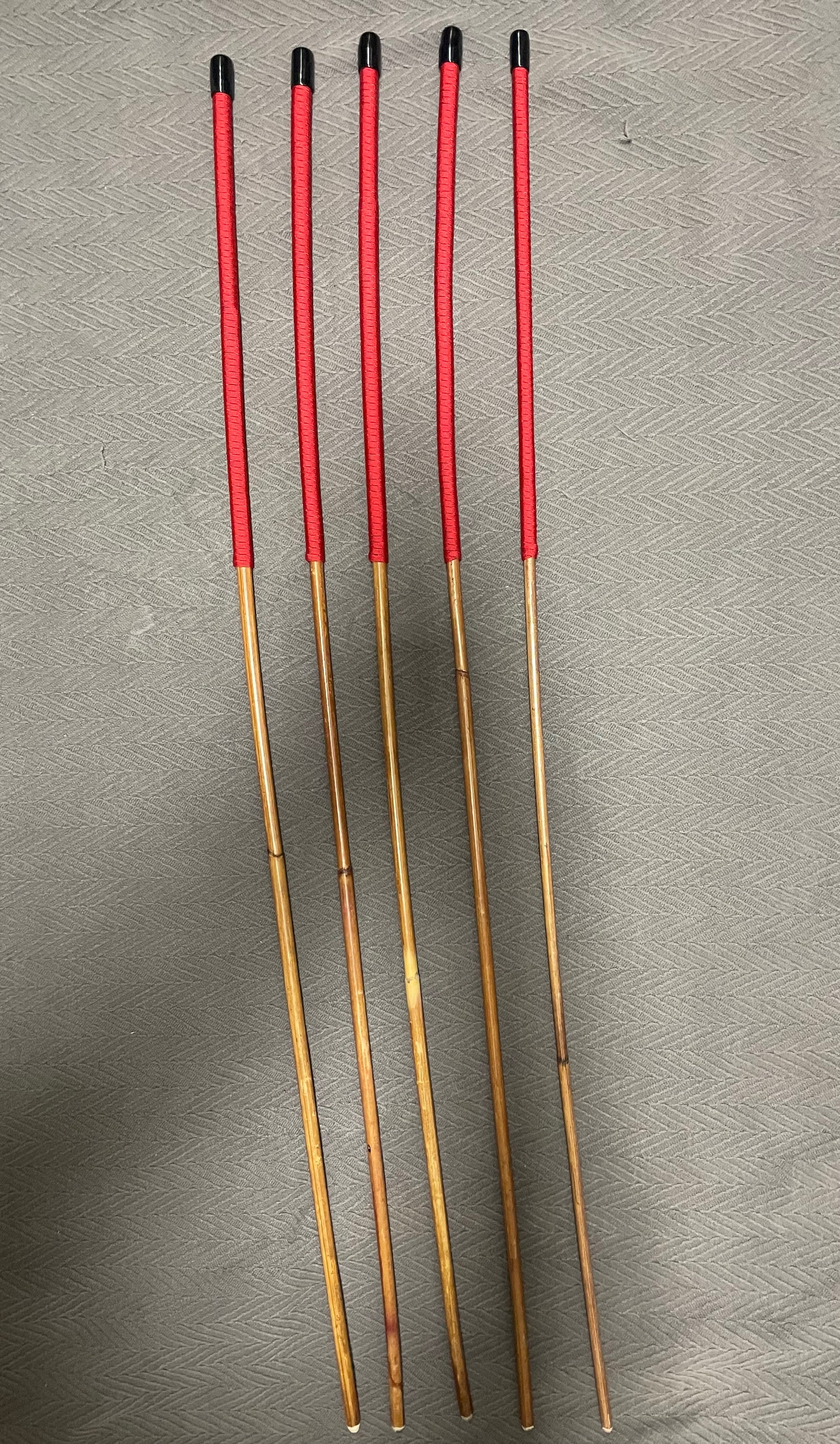 Smoked Dragon Canes / Dark Dragon Canes / Punishment Canes / BDSM Canes Set of 5 Canes - 100 cms Length - RED Paracord Handles - Stripewell Canes