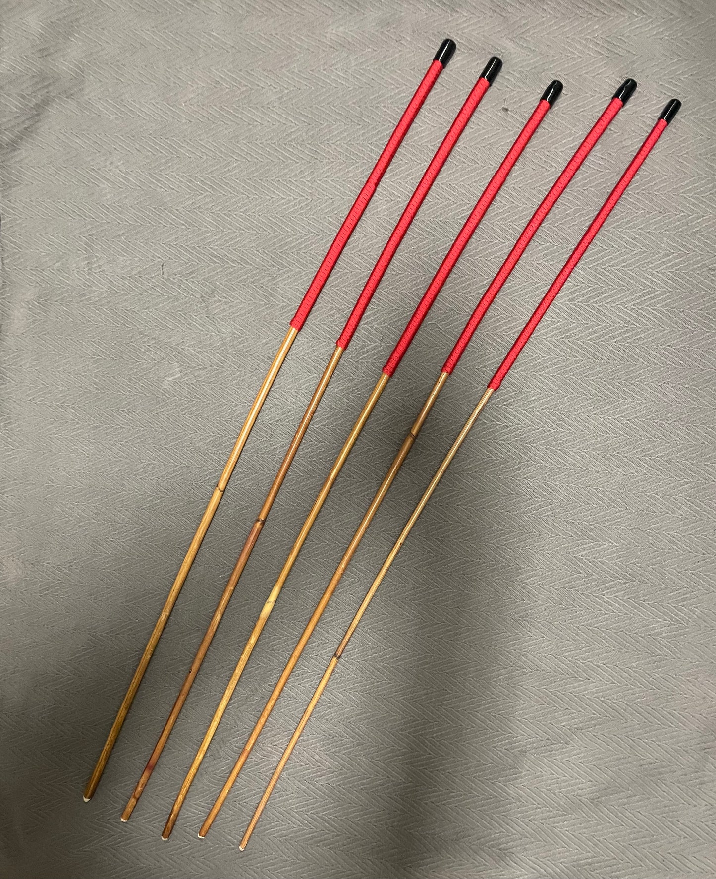 Smoked Dragon Canes / Dark Dragon Canes / Punishment Canes / BDSM Canes Set of 5 Canes - 100 cms Length - RED Paracord Handles - Stripewell Canes