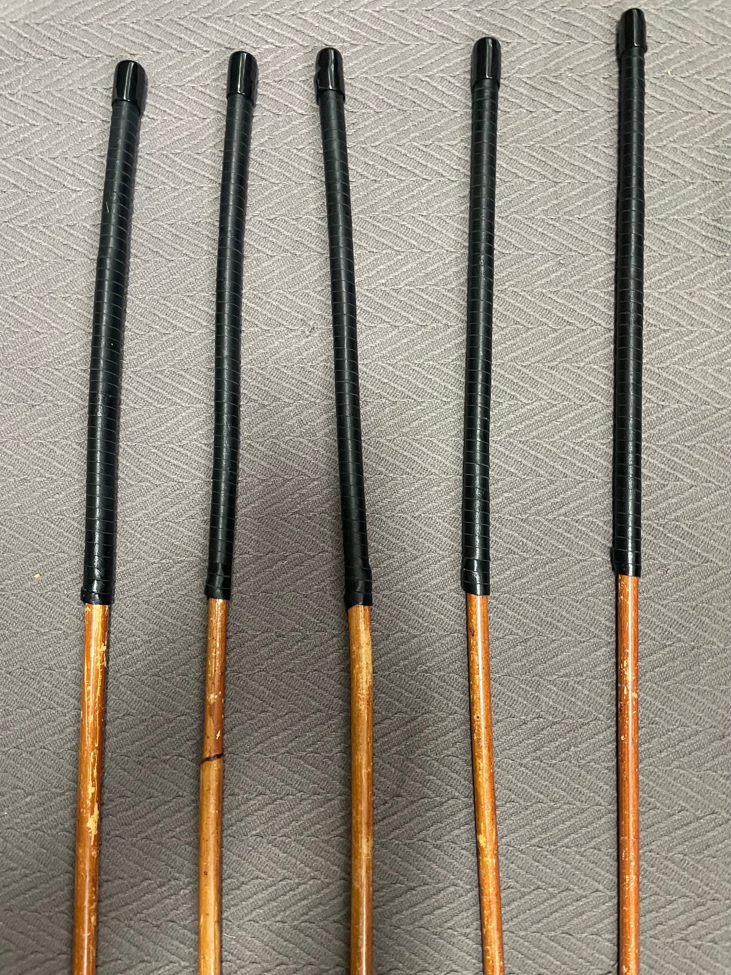 Smoked Dragon Canes / Dark Dragon Canes Set of 5 Canes - SALES SPECIAL - 100 cms Length - RED or BLACK Kangaroo Leather Handles - Stripewell Canes