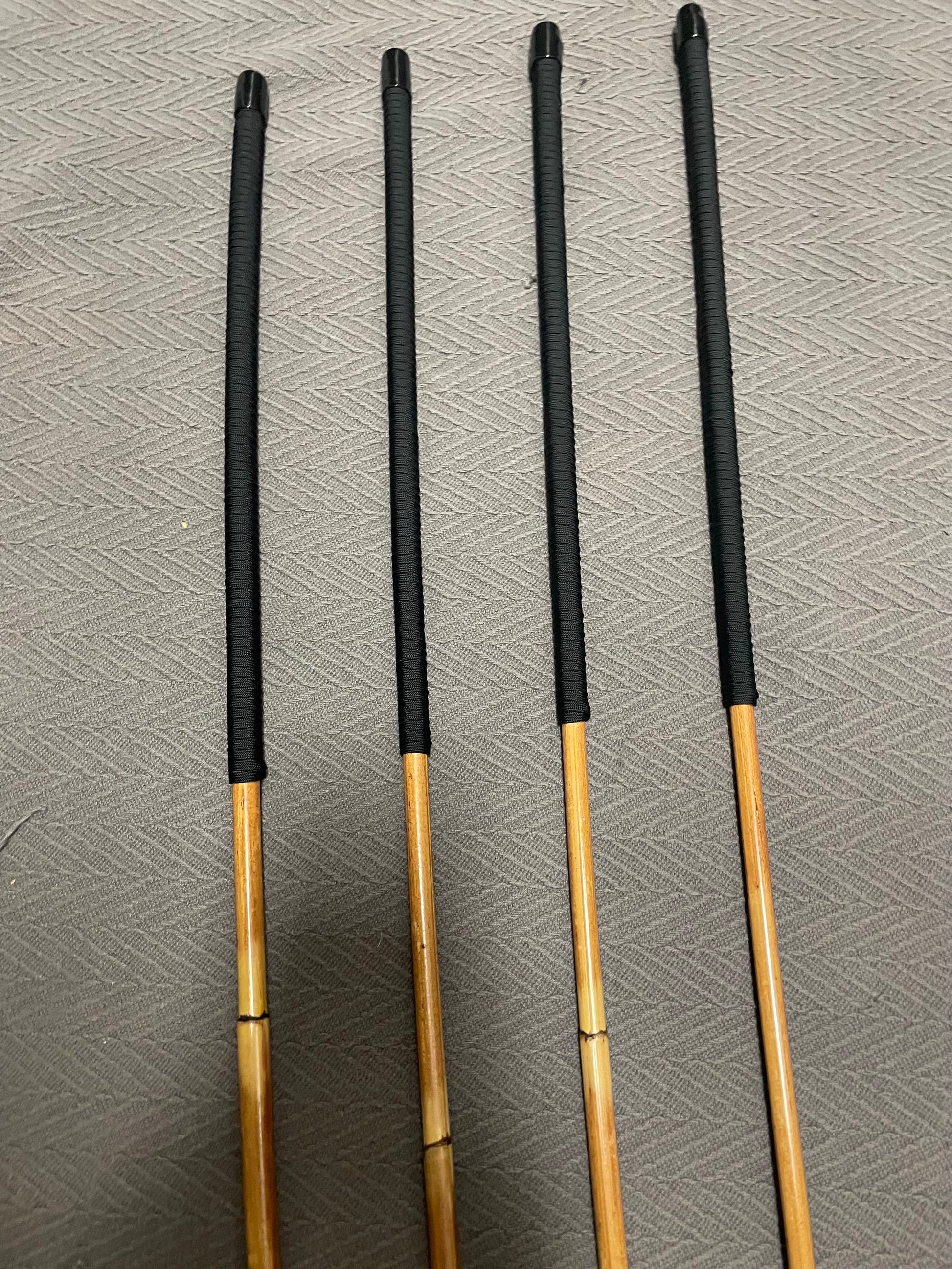 Golden Honey Smoked Dragon Canes / Golden Dragon Canes / Punishment Set of 4 Canes - 95 to 98 cms Length - BLACK Paracord Handles - Stripewell Canes