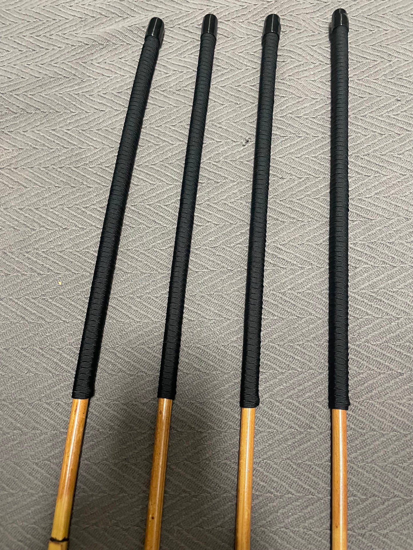 Golden Honey Smoked Dragon Canes / Golden Dragon Canes / Punishment Set of 4 Canes - 95 to 98 cms Length - BLACK Paracord Handles - Stripewell Canes