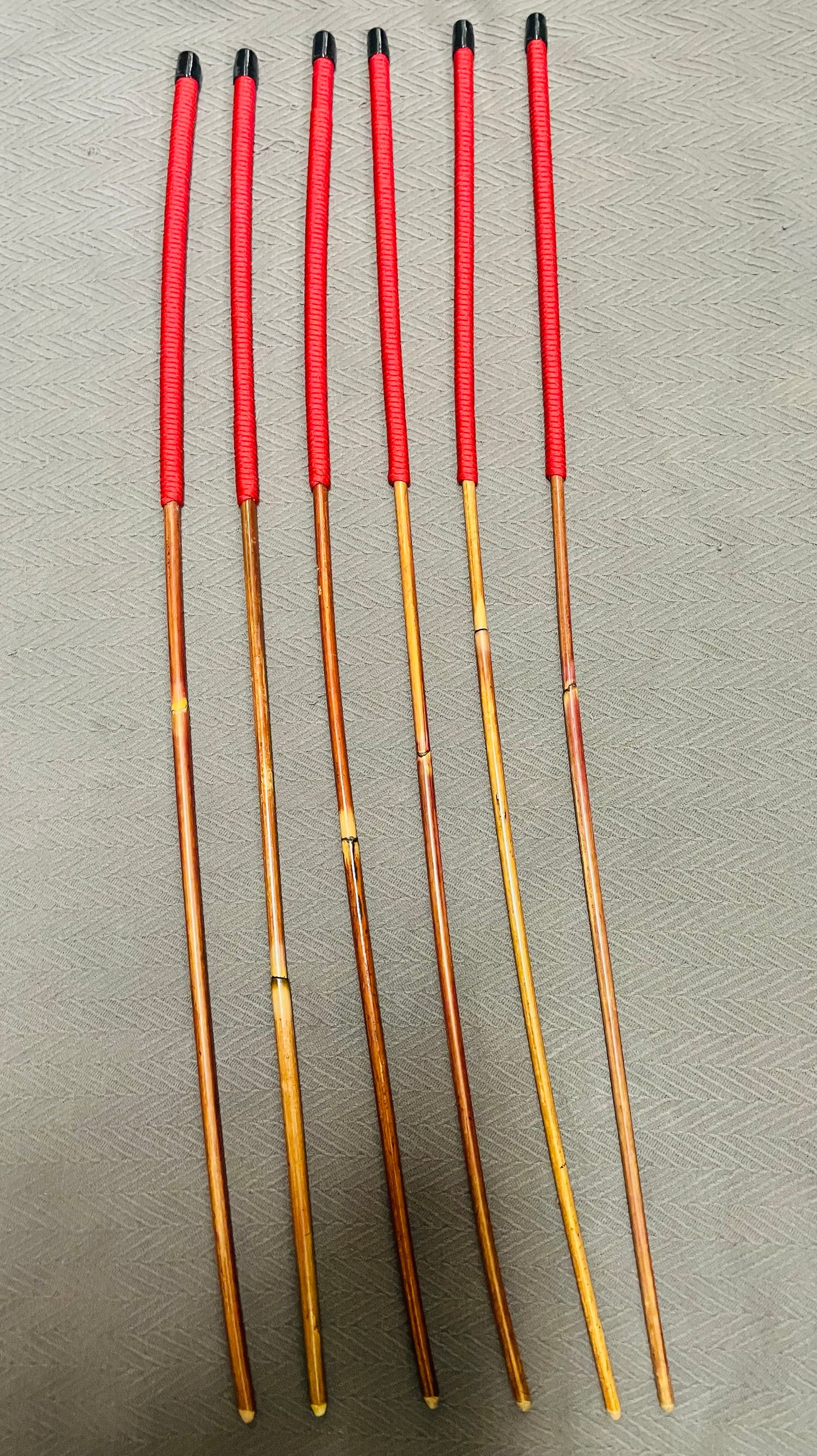 Smoked Dragon Canes SELECT Six Set - 95 to 98 cms Length - IMPERIAL RED Paracord Handles - Stripewell Canes