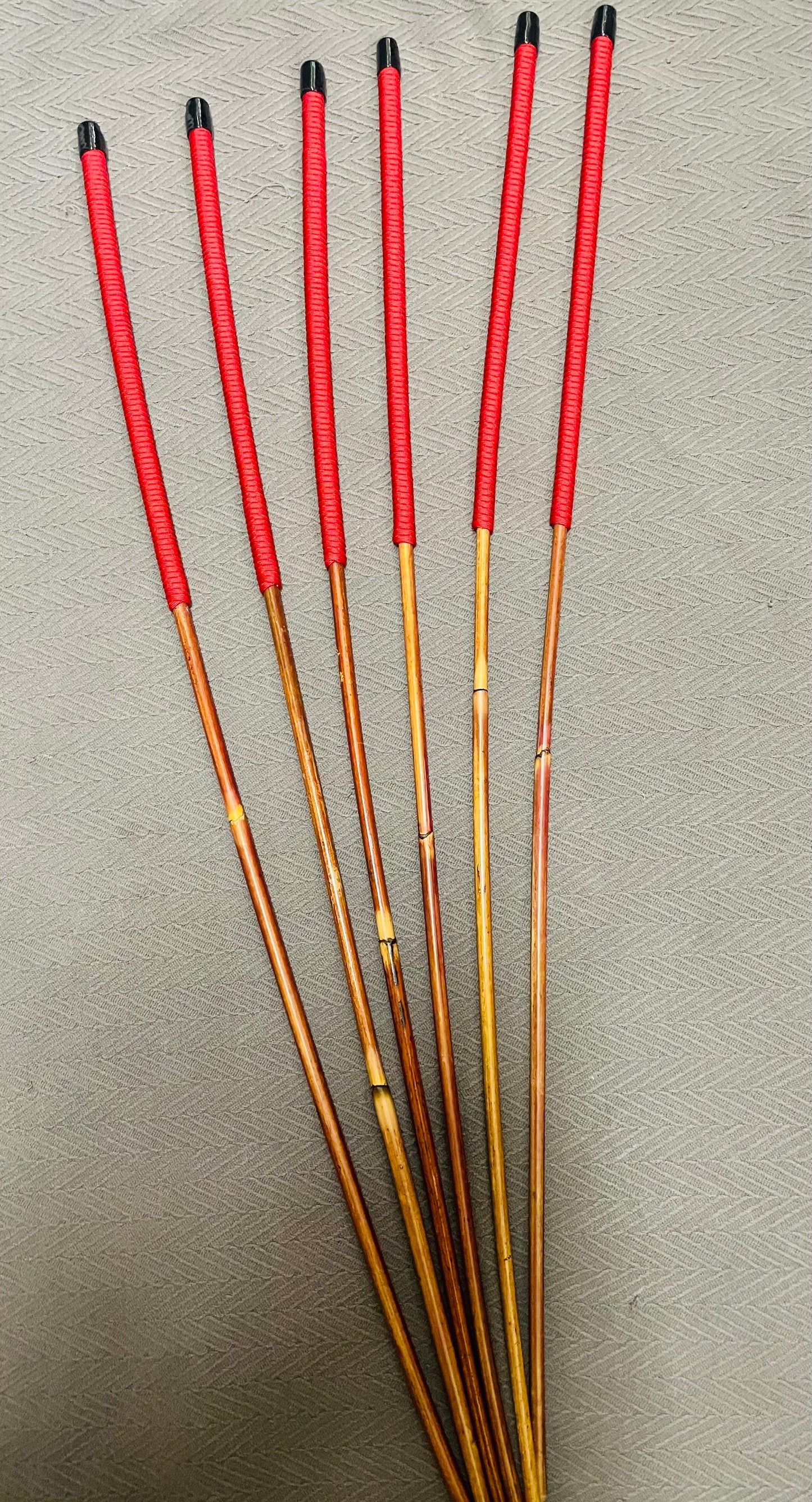 Smoked Dragon Canes SELECT Six Set - 95 to 98 cms Length - IMPERIAL RED Paracord Handles - Stripewell Canes