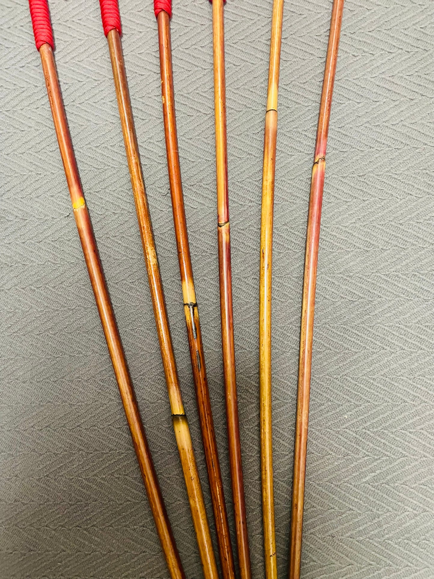 Smoked Dragon Canes SELECT Six Set - 95 to 98 cms Length - IMPERIAL RED Paracord Handles - Stripewell Canes