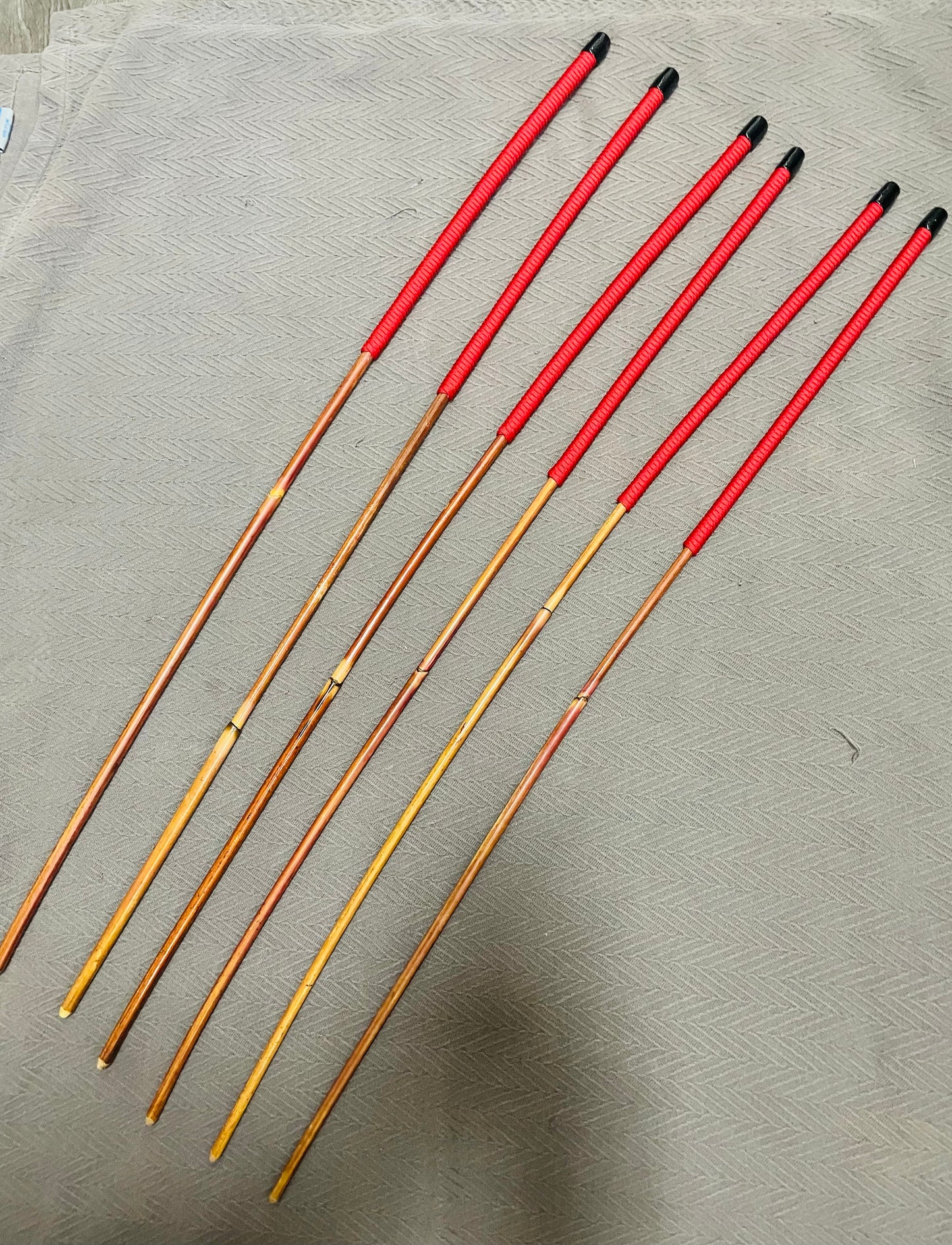 Smoked Dragon Canes SELECT Six Set - 95 to 98 cms Length - IMPERIAL RED Paracord Handles - Stripewell Canes