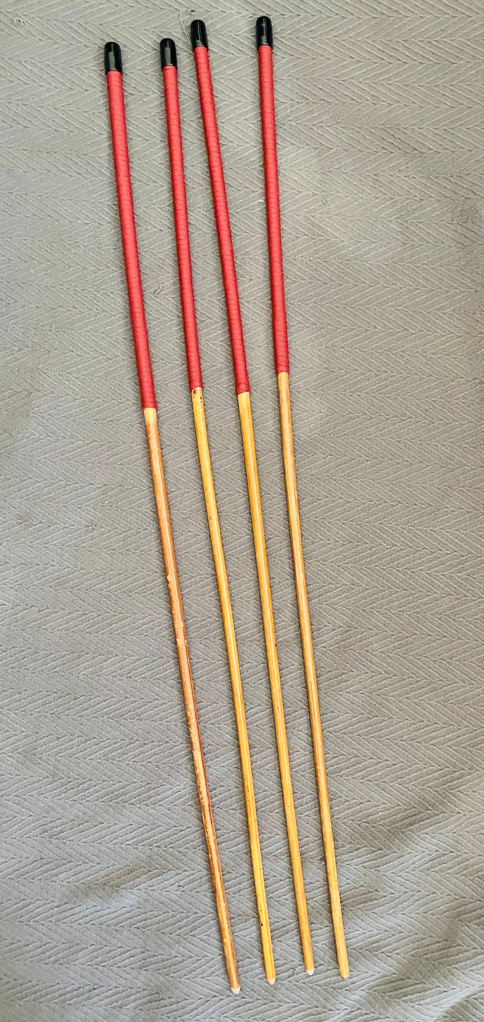 No Knot Golden Smoked Dragon Canes / Knotless Smoked Dragon Canes  / Set of 4  - 90 to 92 cms length - Brick Red Paracord Handles - Stripewell Canes