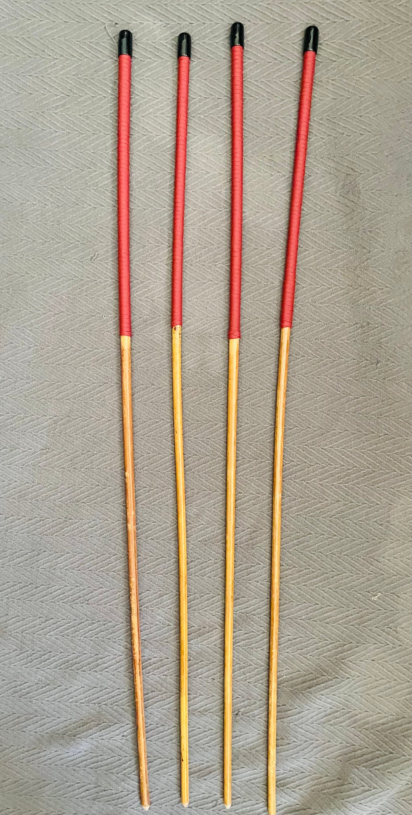 No Knot Golden Smoked Dragon Canes / Knotless Smoked Dragon Canes  / Set of 4  - 90 to 92 cms length - Brick Red Paracord Handles - Stripewell Canes