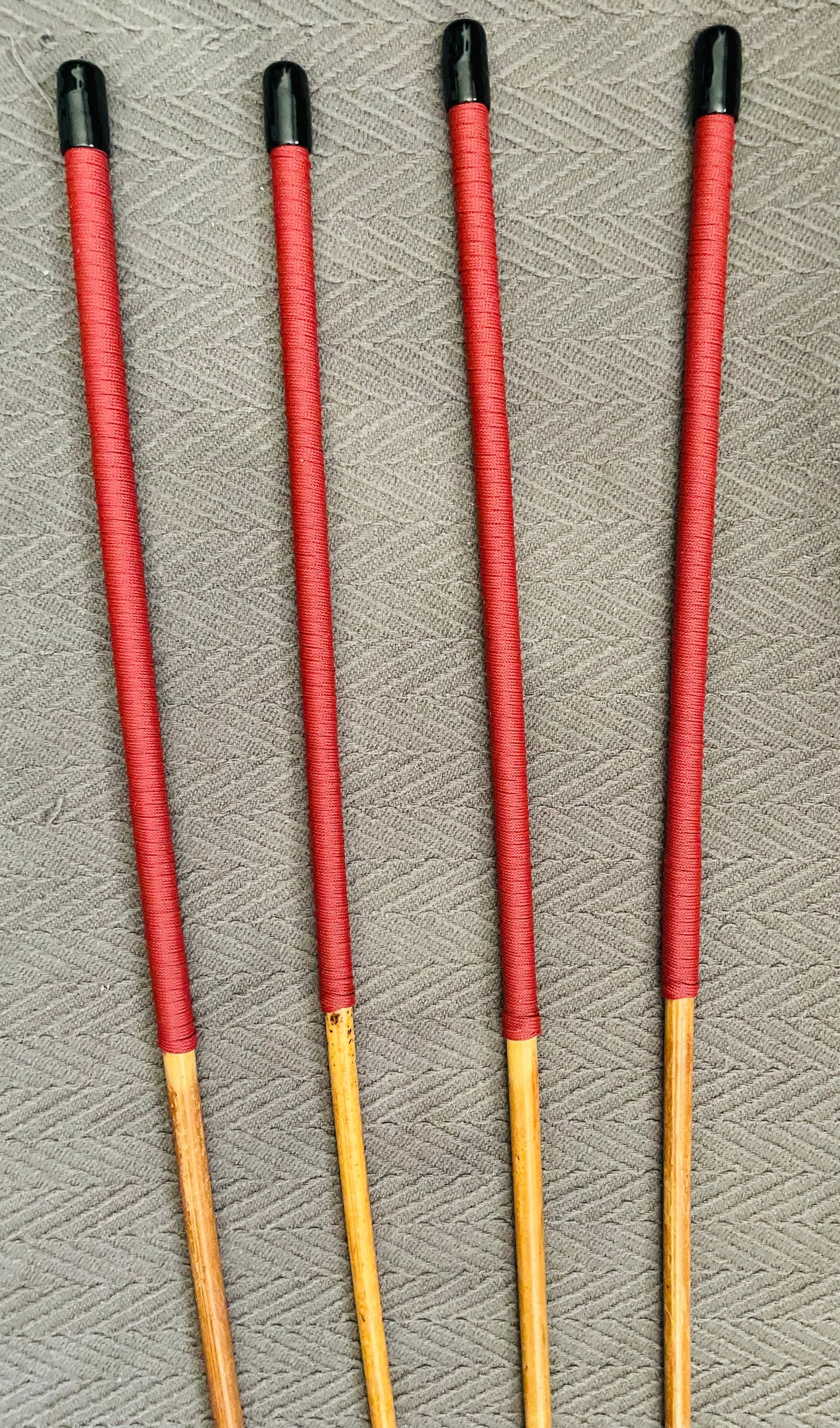 No Knot Golden Smoked Dragon Canes / Knotless Smoked Dragon Canes  / Set of 4  - 90 to 92 cms length - Brick Red Paracord Handles - Stripewell Canes