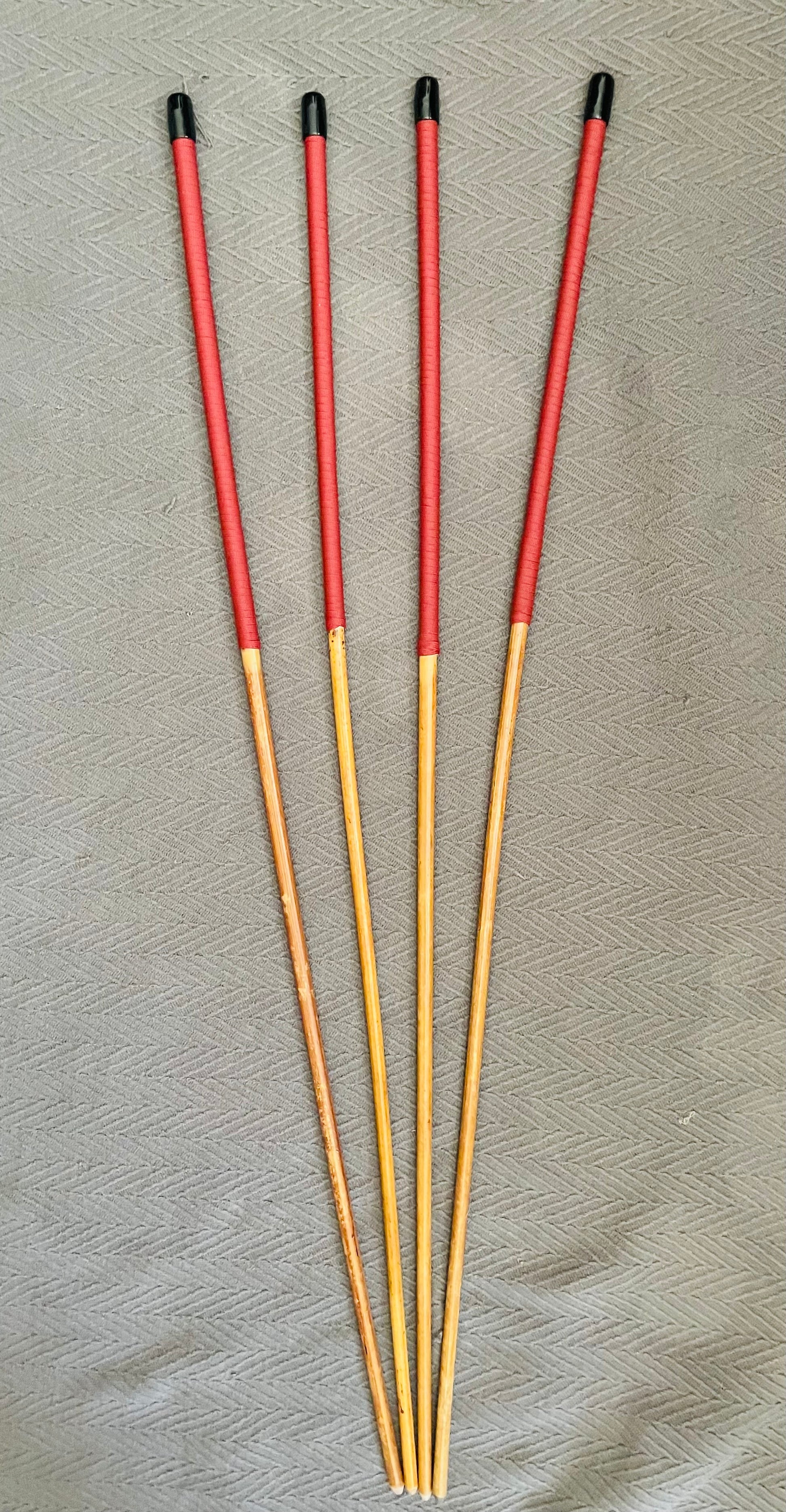 No Knot Golden Smoked Dragon Canes / Knotless Smoked Dragon Canes  / Set of 4  - 90 to 92 cms length - Brick Red Paracord Handles - Stripewell Canes