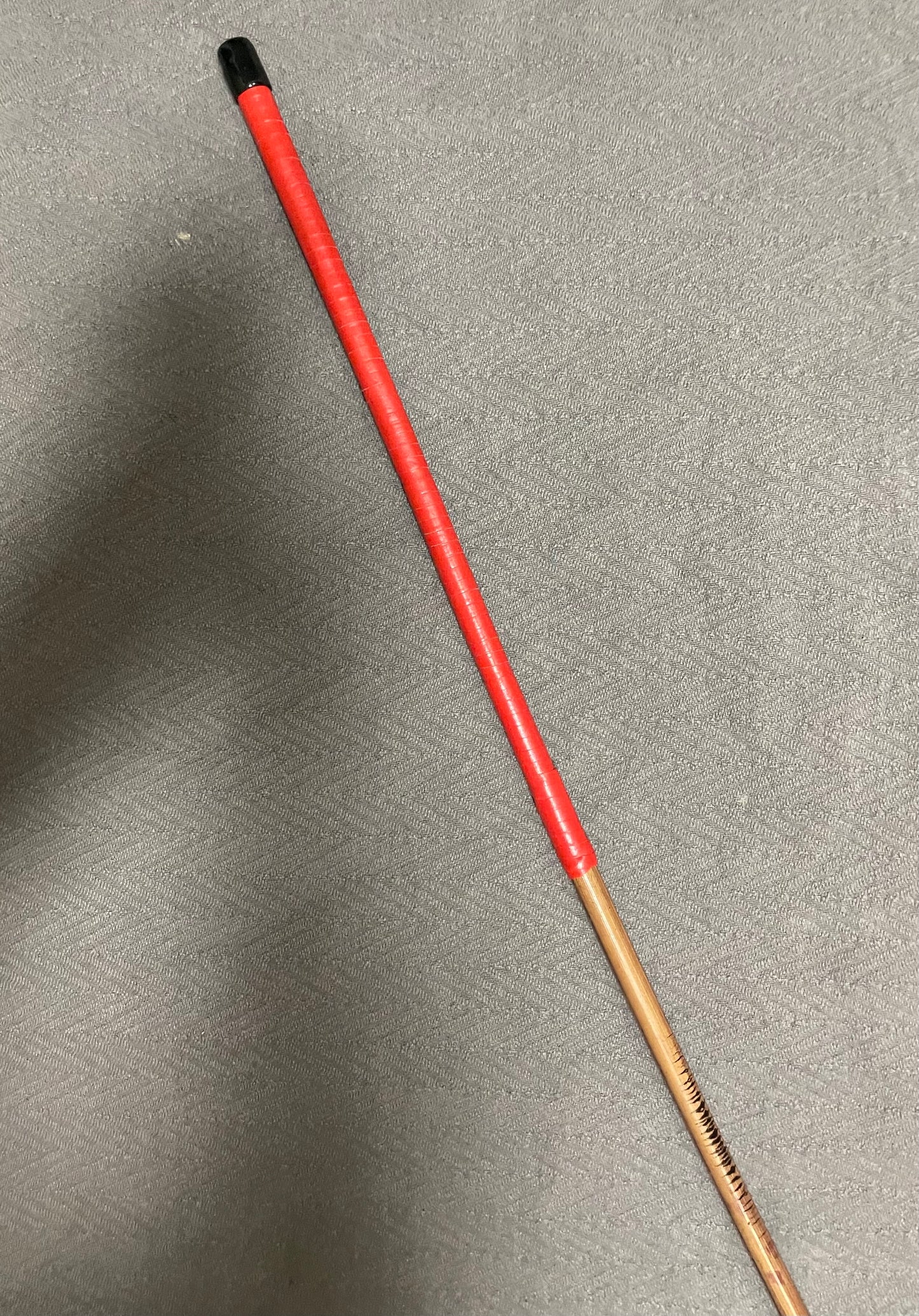 Singapore Prison Cane / Judicial Punishment Cane / Smoked Dragon Cane Version - 115 - 120 cms Length & 13 - 13.5 mm Diameter - RED Kangaroo Leather Handle