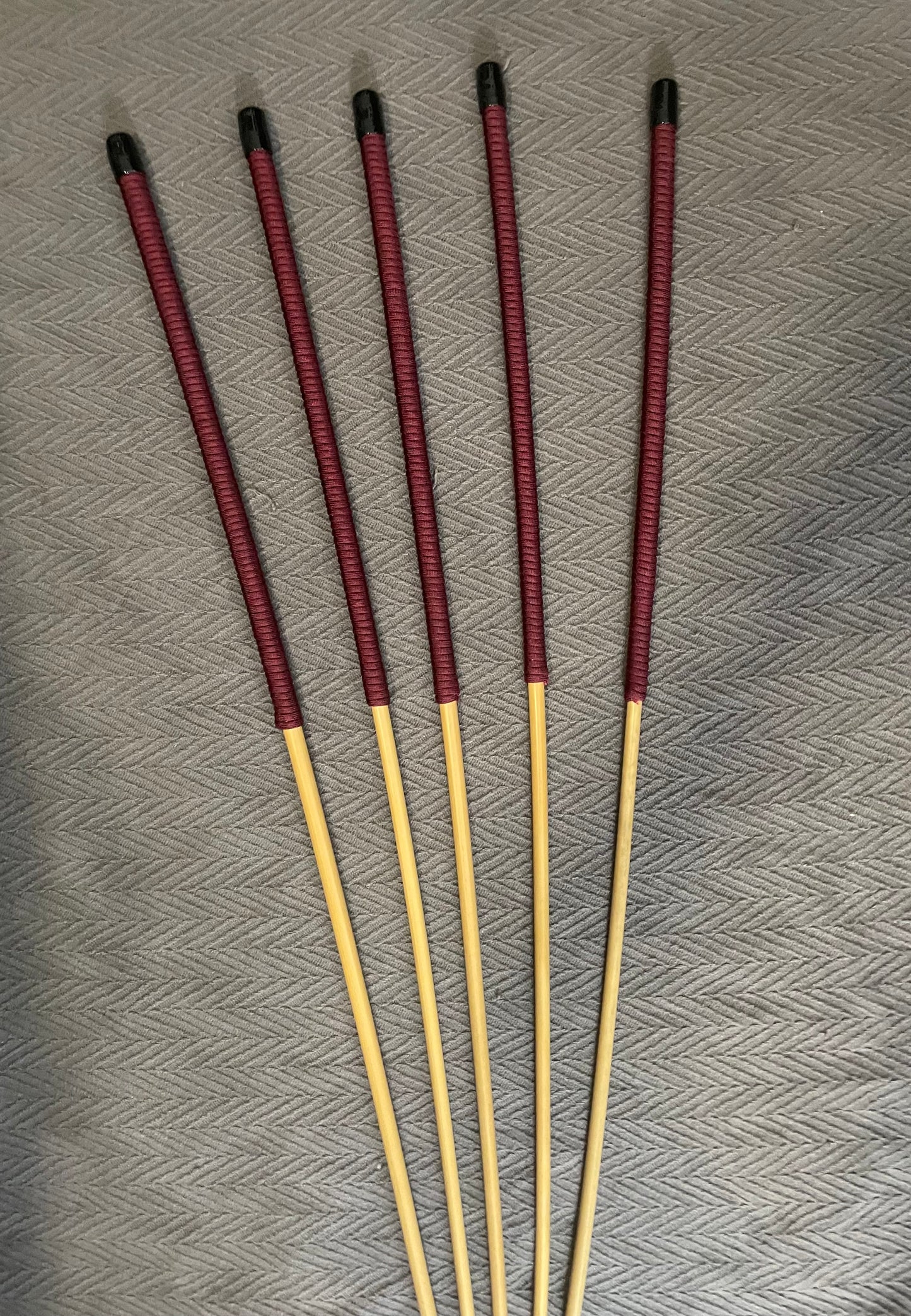 No Knot Dragon Canes / Ultimate Dragon Cane / Knotless Rattan Cane / BDSM Rattan Cane Set of 5 Canes - 95 cms length - Burgundy Paracord Handles