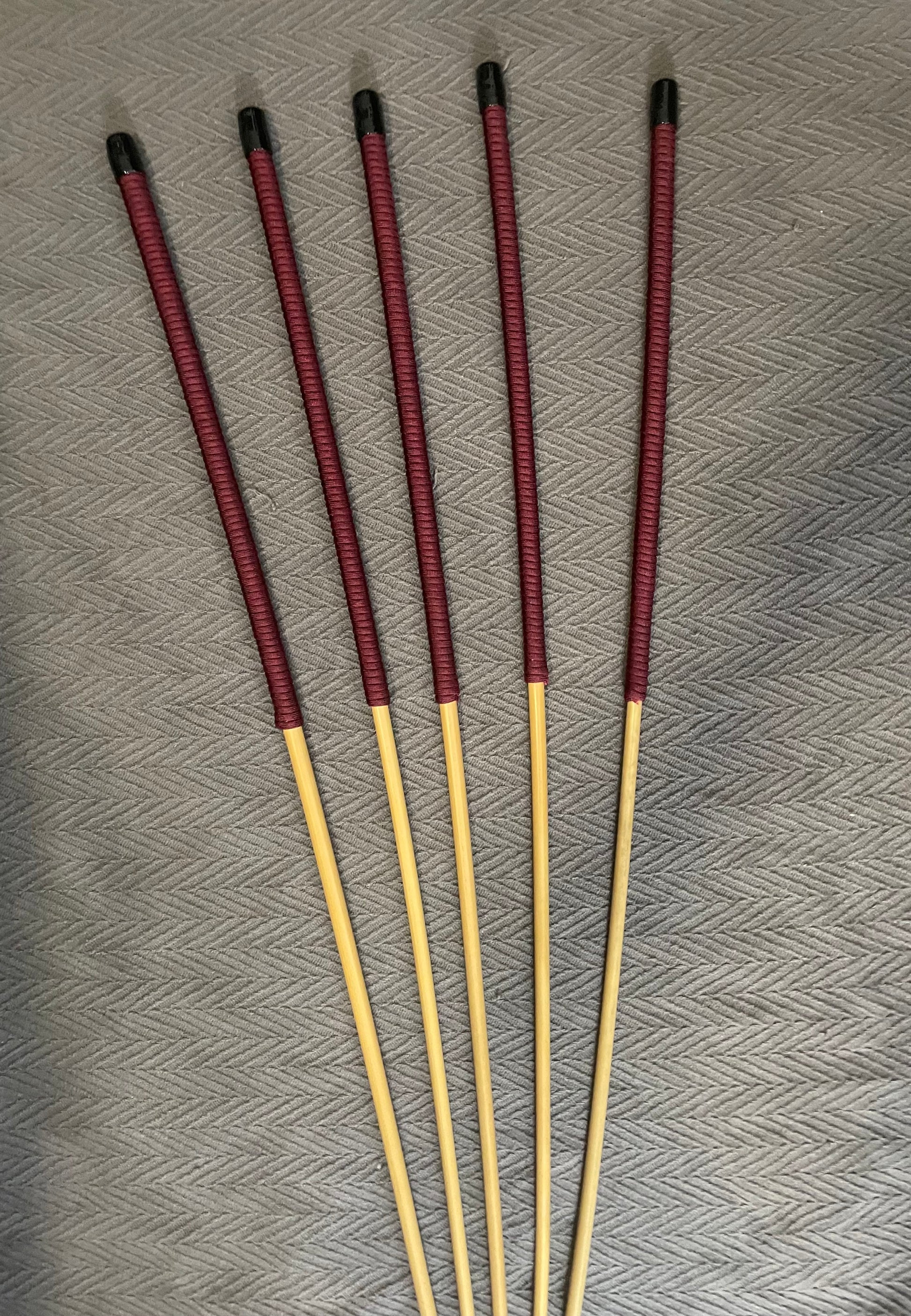 No Knot Dragon Canes / Ultimate Dragon Cane / Knotless Rattan Cane / BDSM Rattan Cane Set of 5 Canes - 95 cms length - Burgundy Paracord Handles