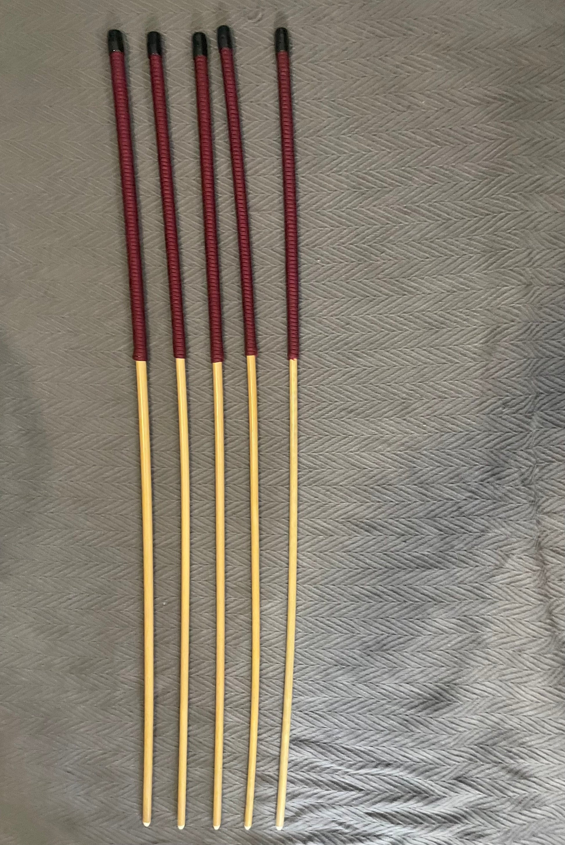 No Knot Dragon Canes / Ultimate Dragon Cane / Knotless Rattan Cane / BDSM Rattan Cane Set of 5 Canes - 95 cms length - Burgundy Paracord Handles