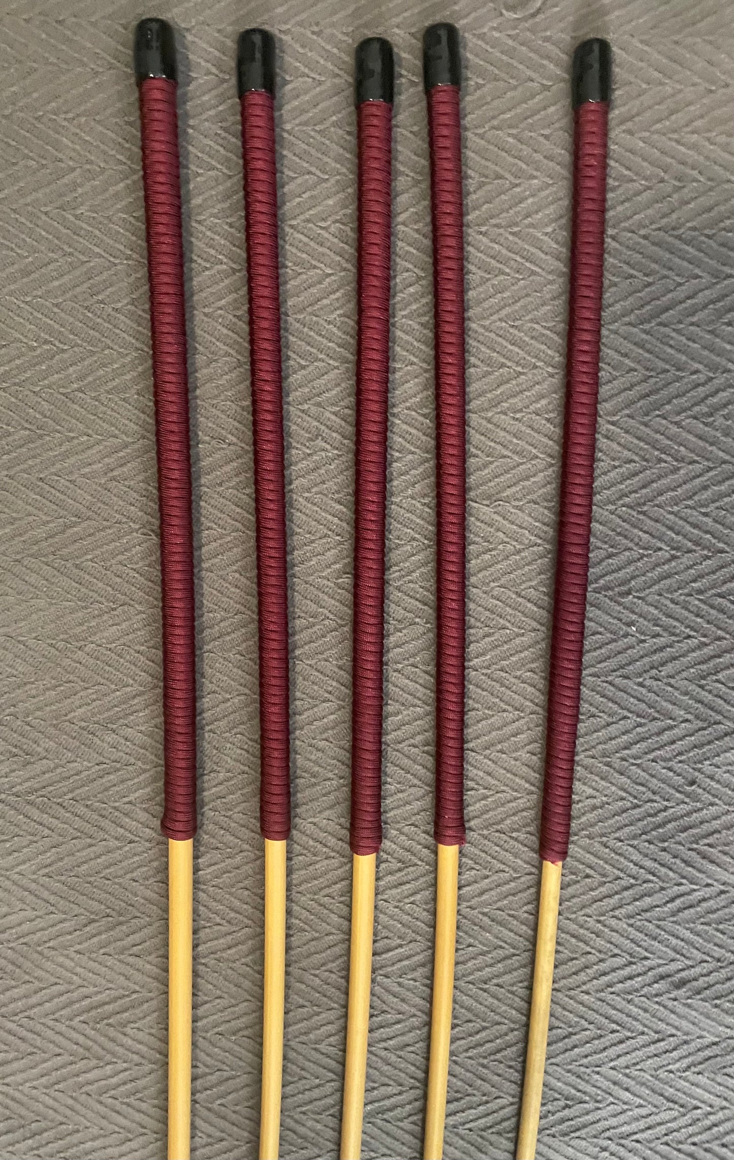 No Knot Dragon Canes / Ultimate Dragon Cane / Knotless Rattan Cane / BDSM Rattan Cane Set of 5 Canes - 95 cms length - Burgundy Paracord Handles