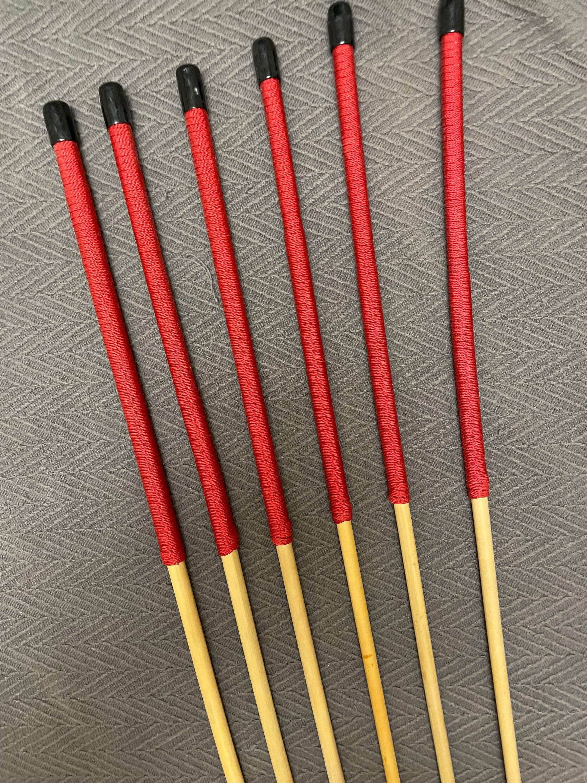 Dragon Canes / Punishment Canes / BDSM Canes Set of 6  -  95 to 100 cms Length - Red or Burgundy Paracord Handles - Stripewell Canes