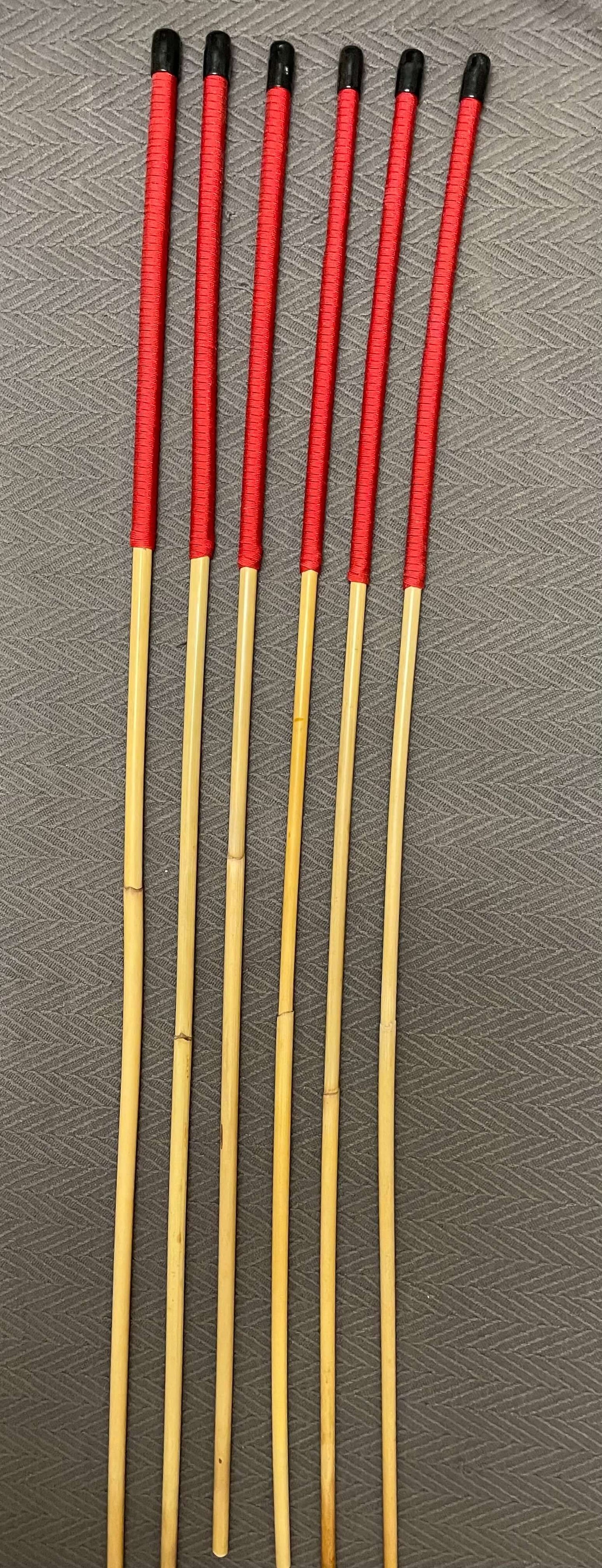 Dragon Canes / Punishment Canes / BDSM Canes Set of 6  -  95 to 100 cms Length - Red or Burgundy Paracord Handles - Stripewell Canes